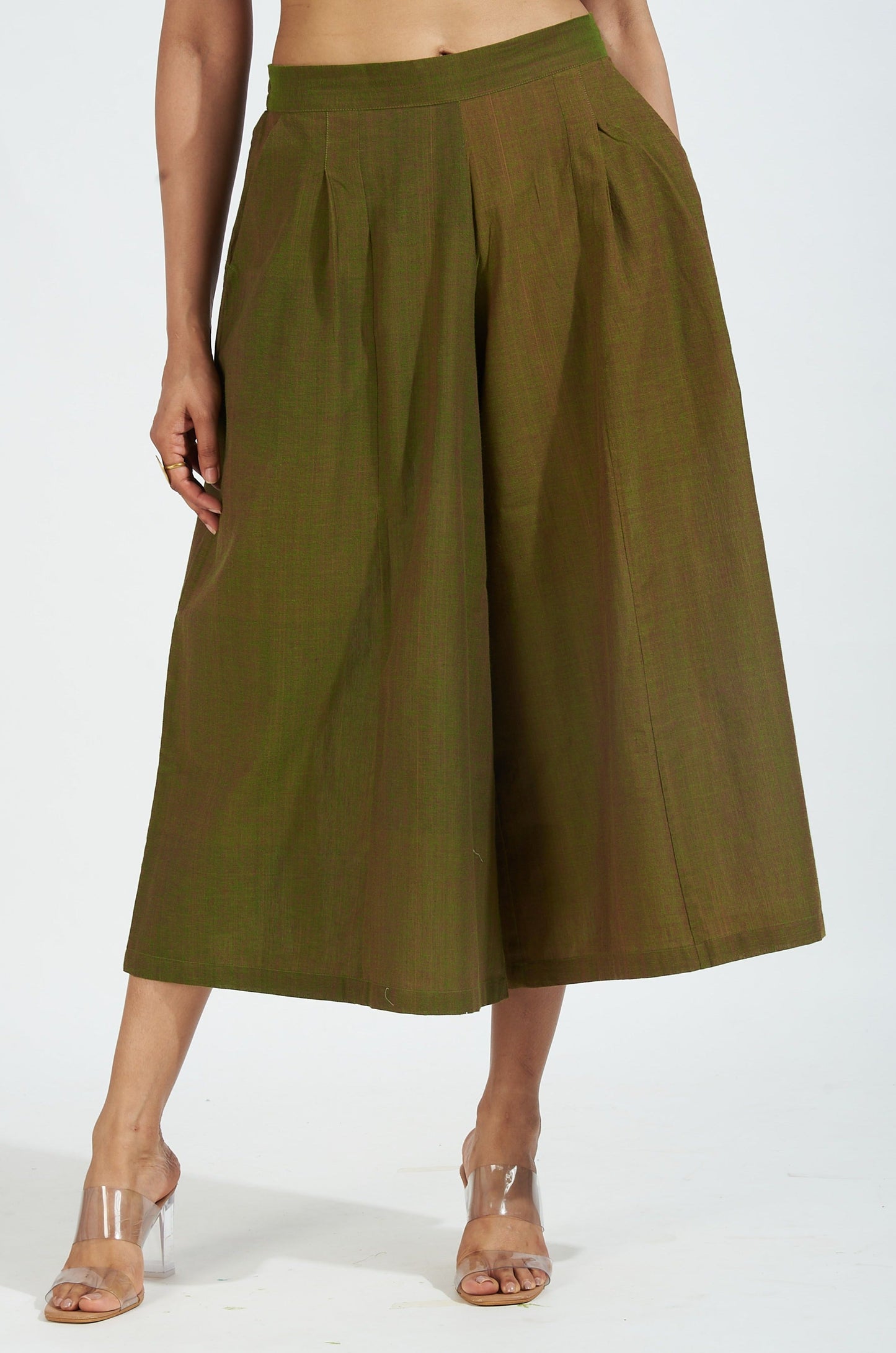 Maati Craft box pleated culotte - sap green