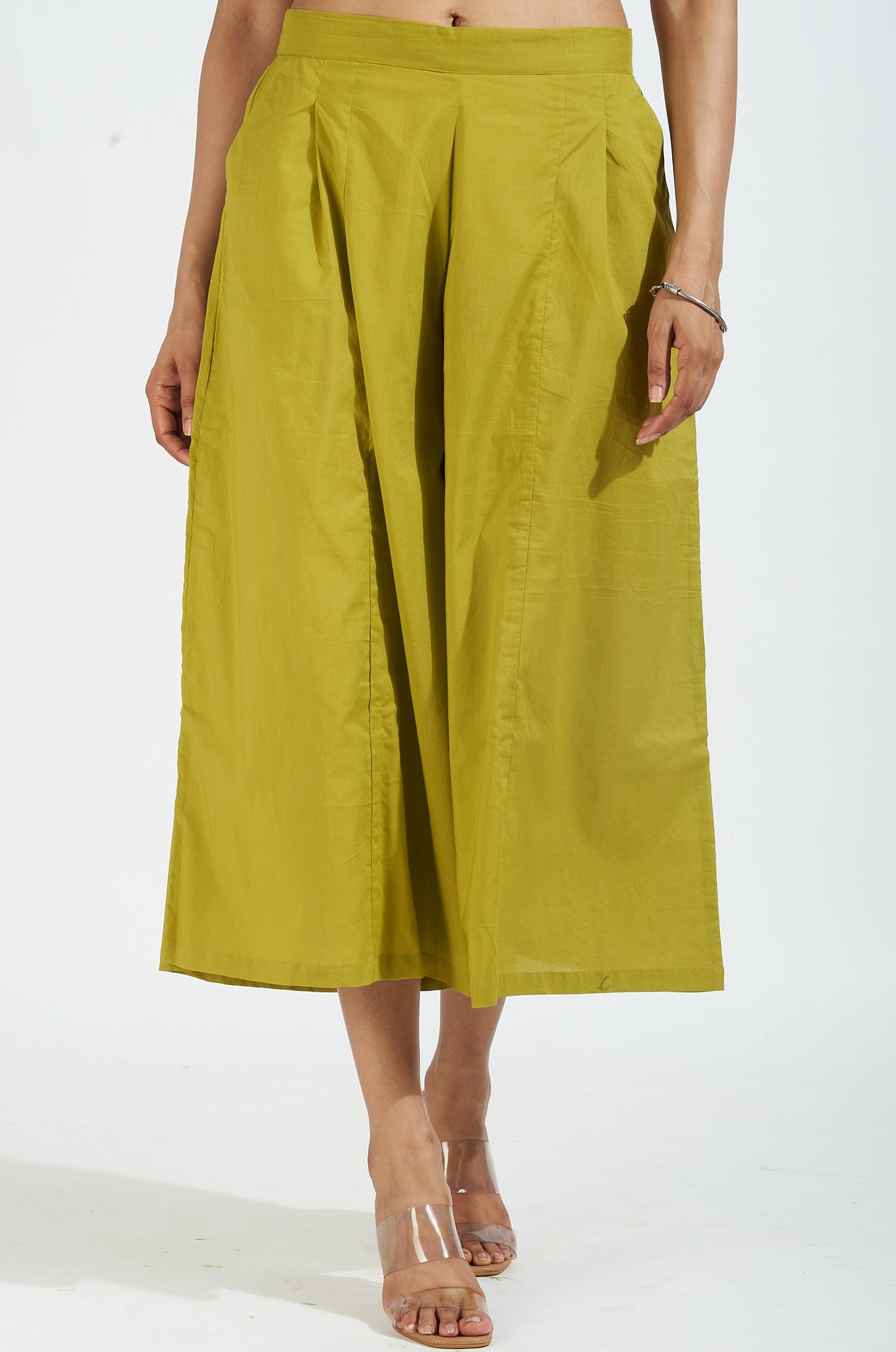 Maati Craft box pleated culotte - lime green