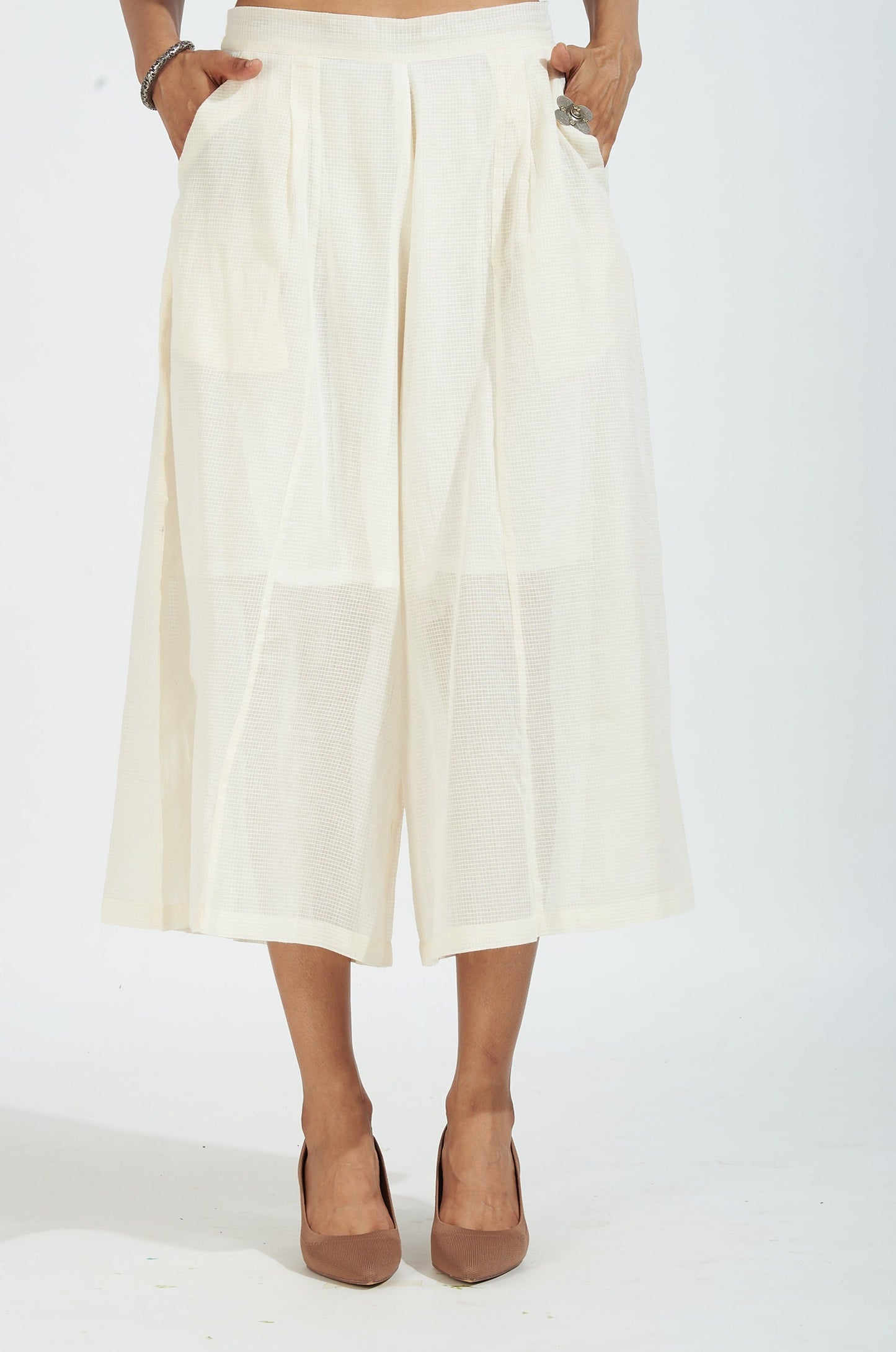 Maati Craft box pleated culotte - ivory kota
