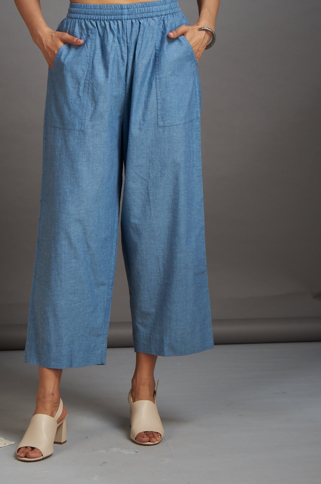 Maati Craft Comfort fit cotton pants - Denim blue south cotton