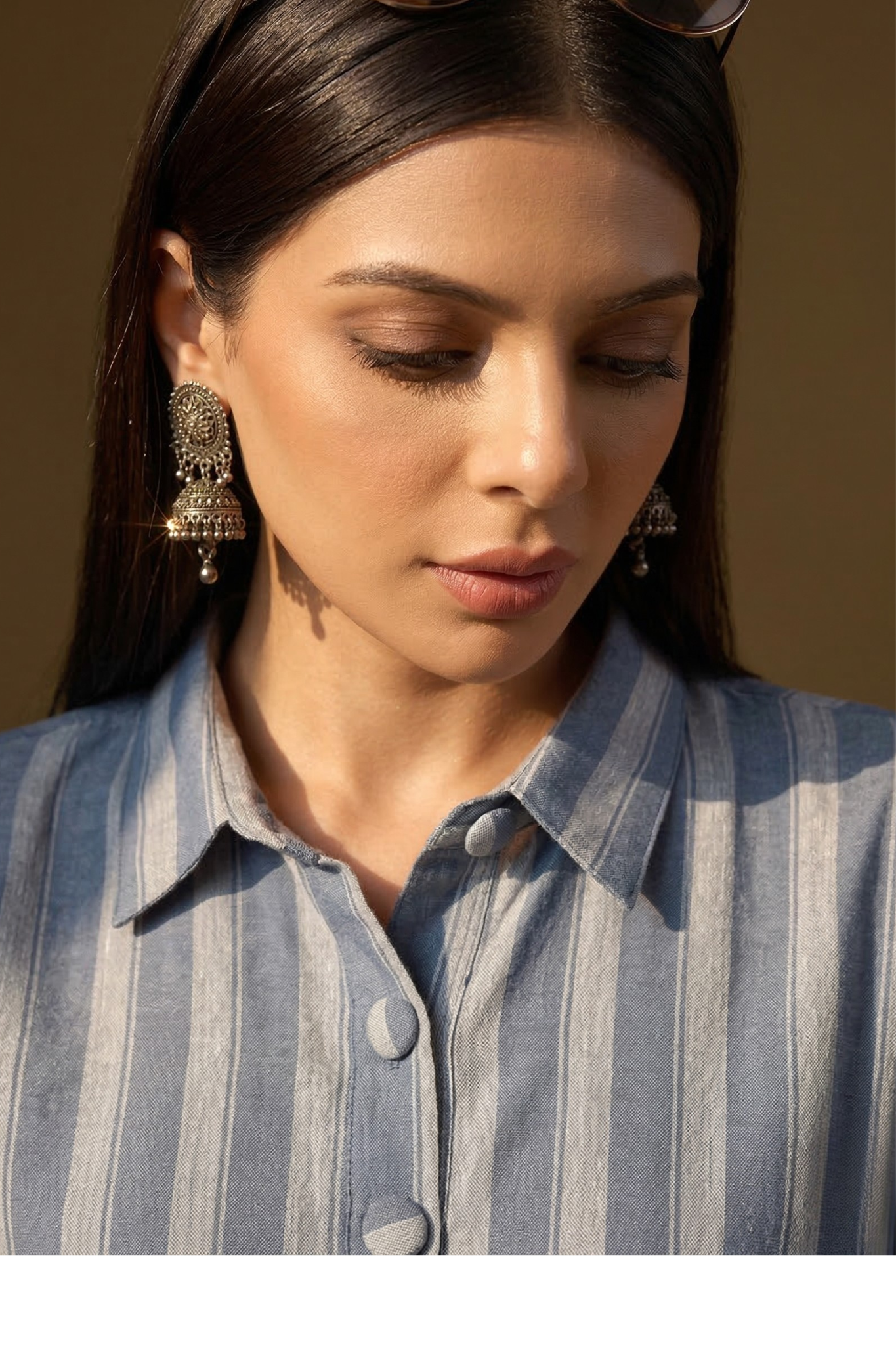 Nautical_Blue_Bands_High_Low_Hem_Cotton_Shirt