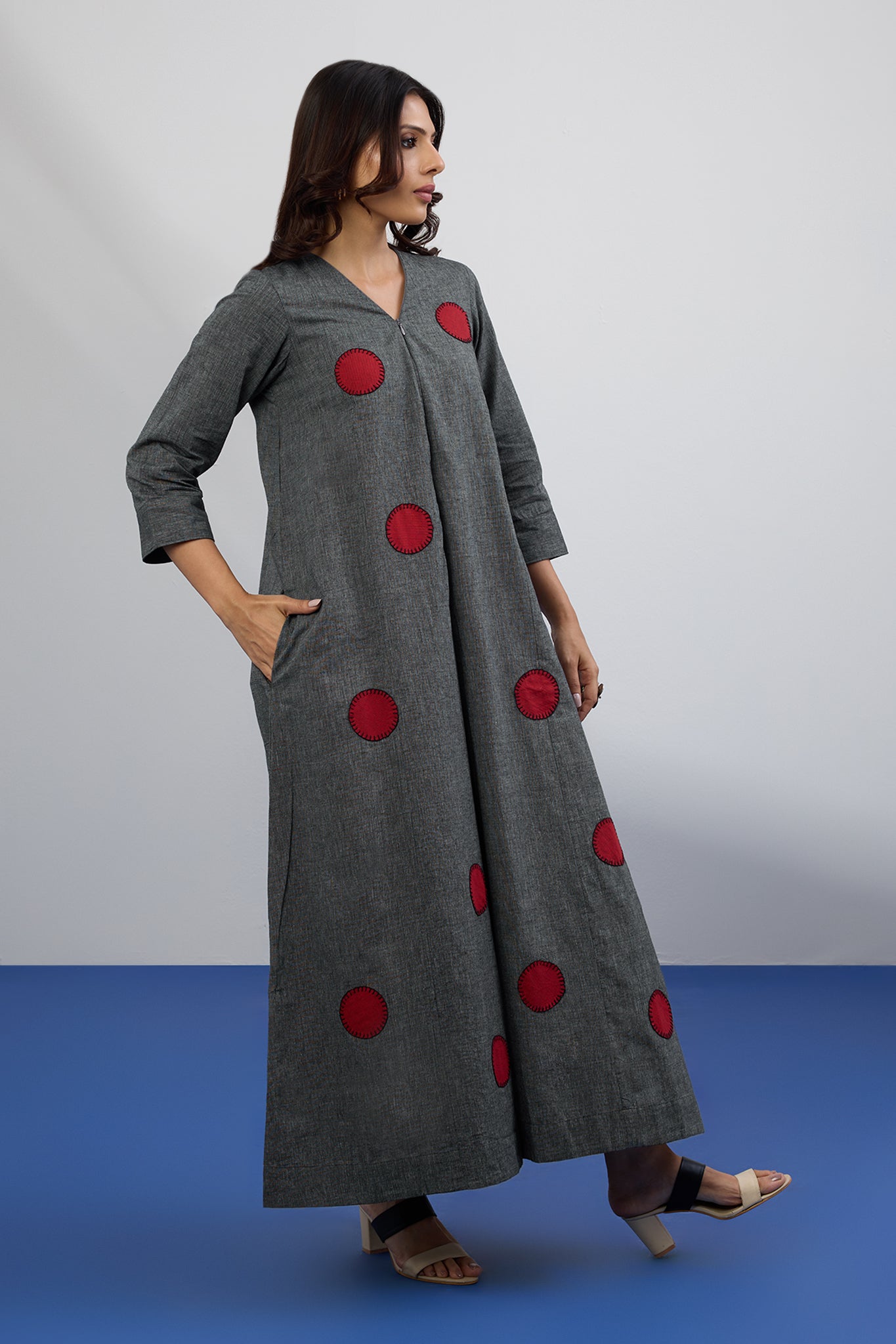 Maati Ash & Flame Applique Jumpsuit With Pockets & Sleeves