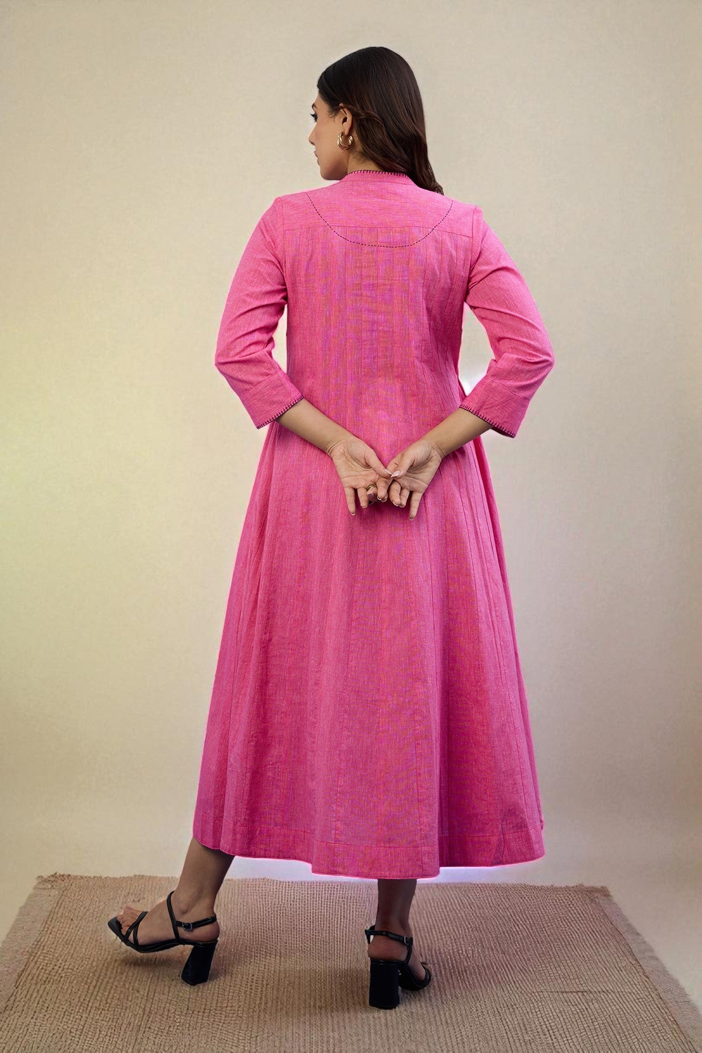 Maati Craft Gulabi Petal Pink Cotton Dress With Pintuck