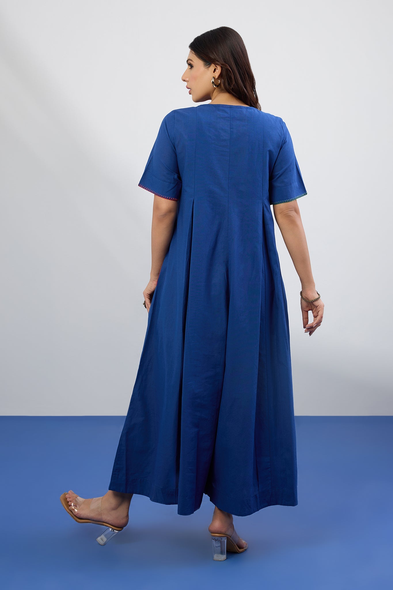 Sapphire Flame Jumpsuit With Pockets & Sleeves