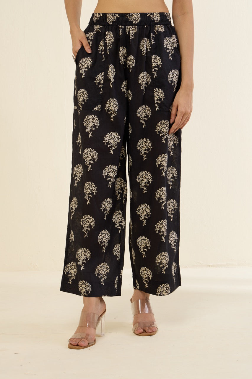 Maati Craft comfort fit cotton pants - Ebony Tree printed