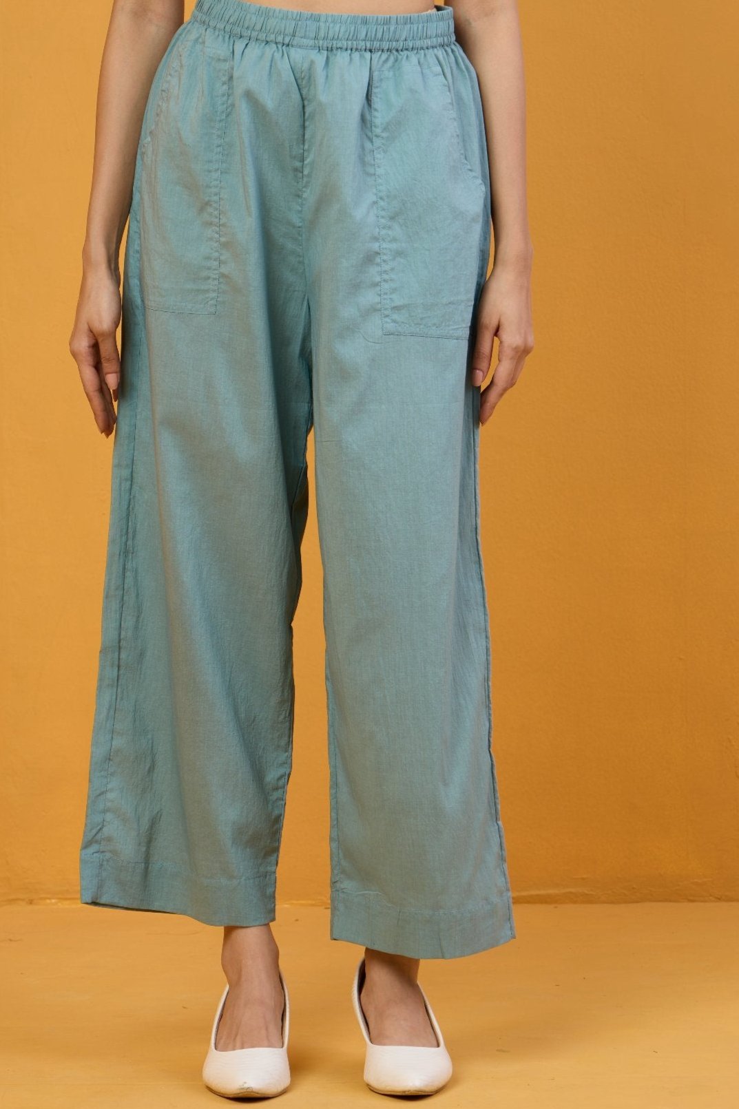 Maati Craft comfort fit pants - ice green cotton