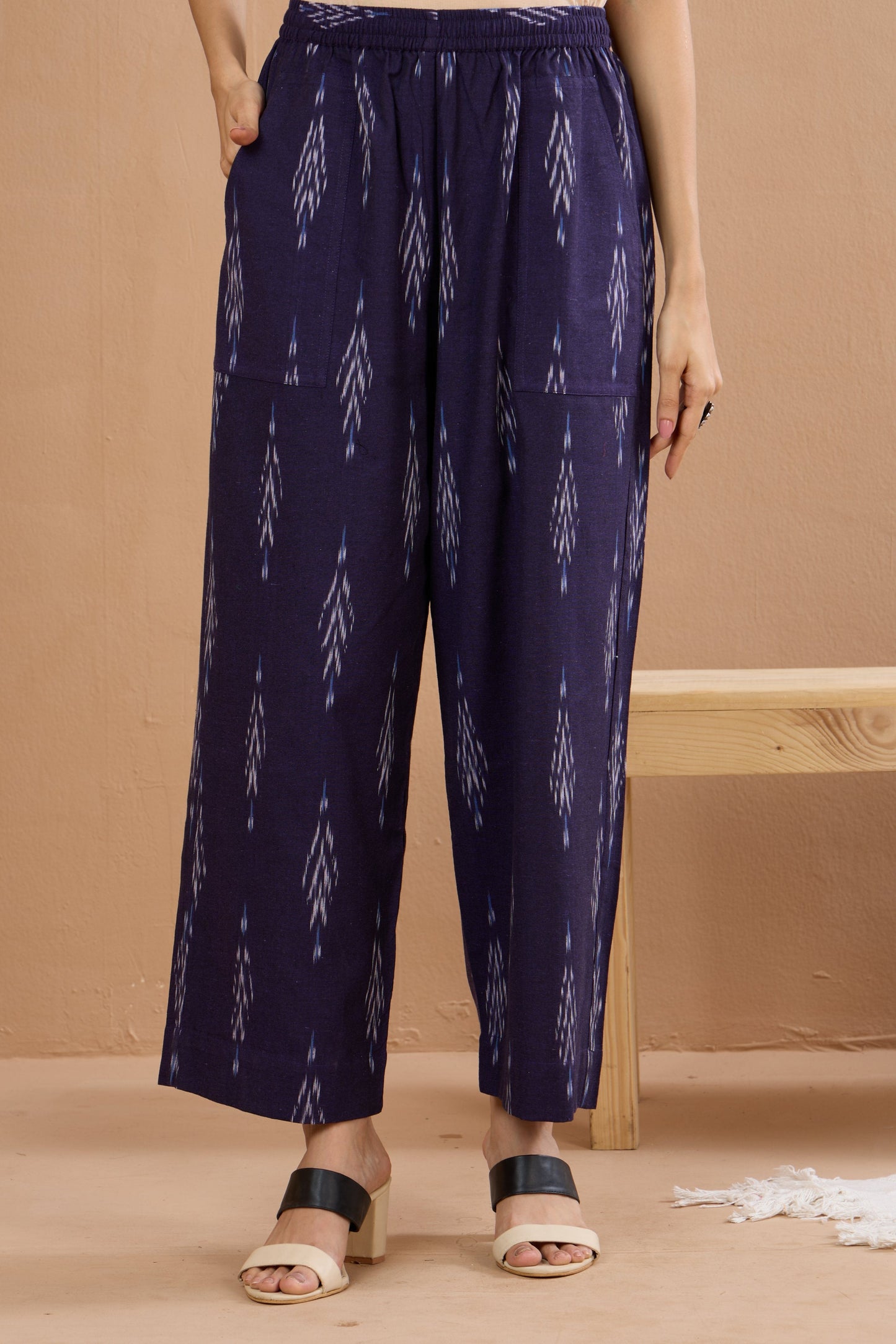 Maati Craft comfort fit pants - purple ikat pants