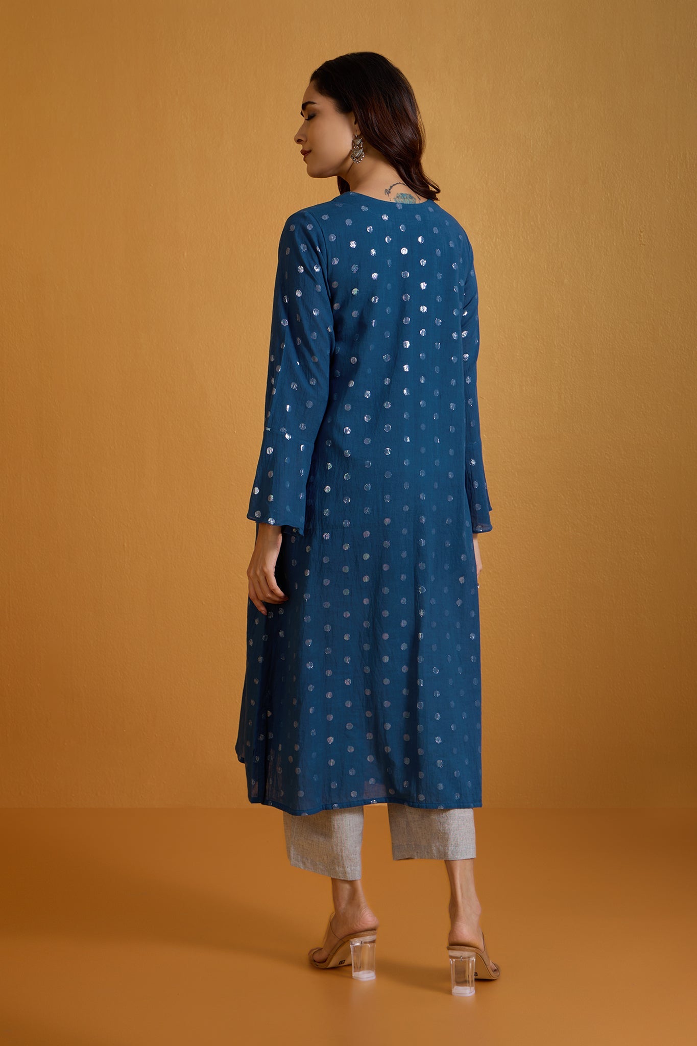Maati Craft Starlight Sprinkle Blue Modern Long Tunic Kurta