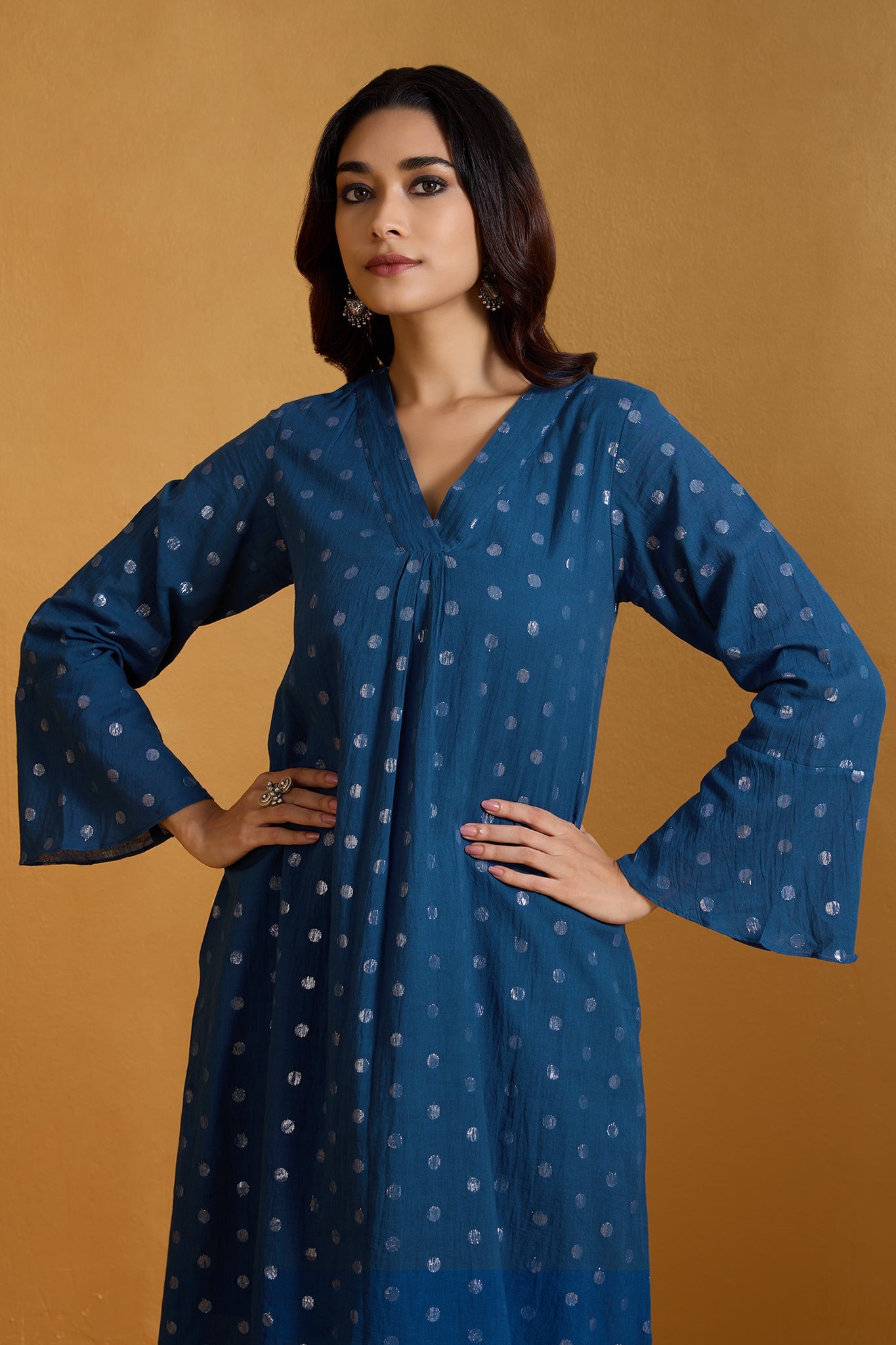 Maati Craft Starlight Sprinkle Blue Modern Long Tunic Kurta