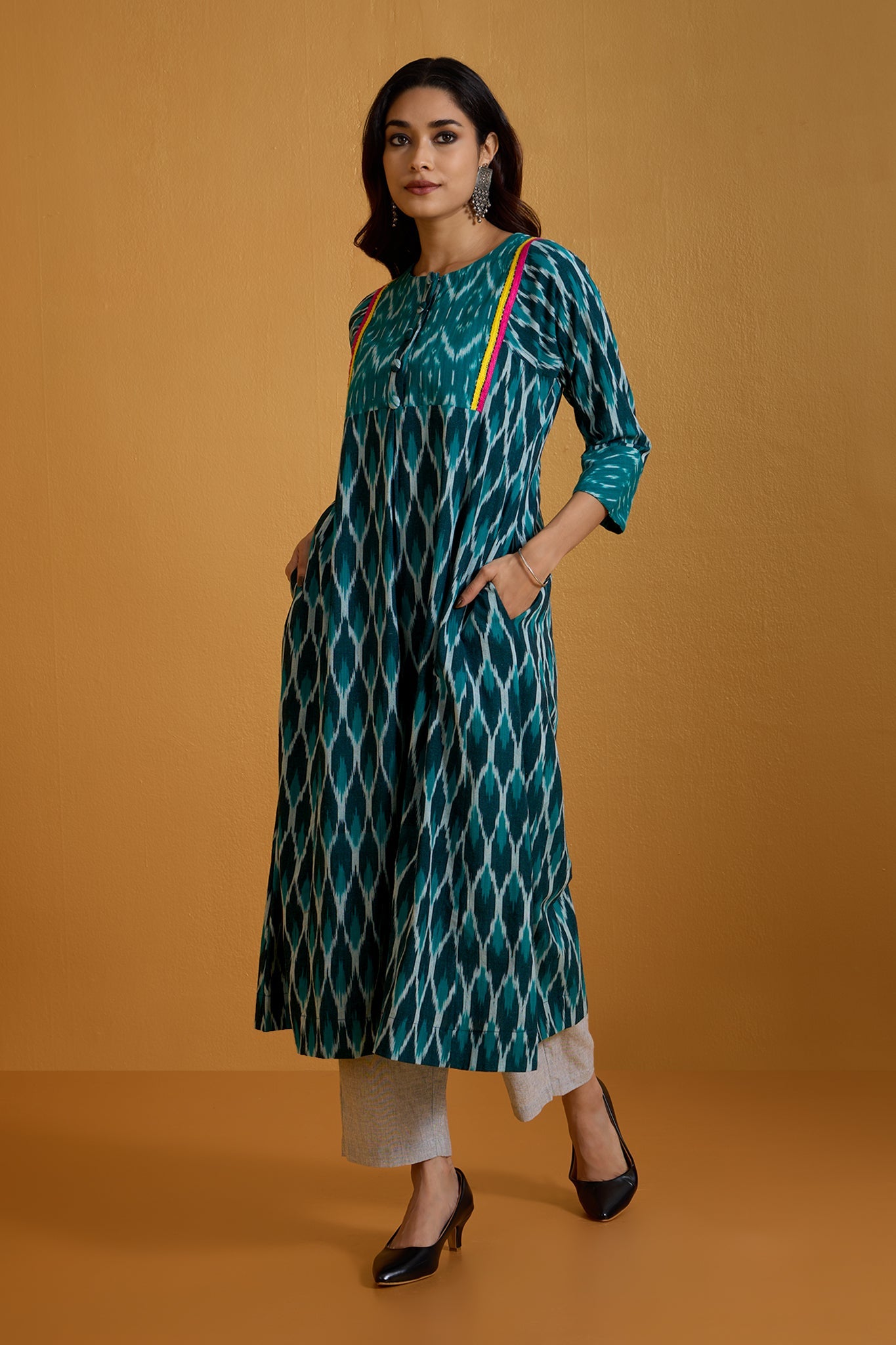 Maati Craft Verdant Roselight A-Line Kalidar Kurta Only