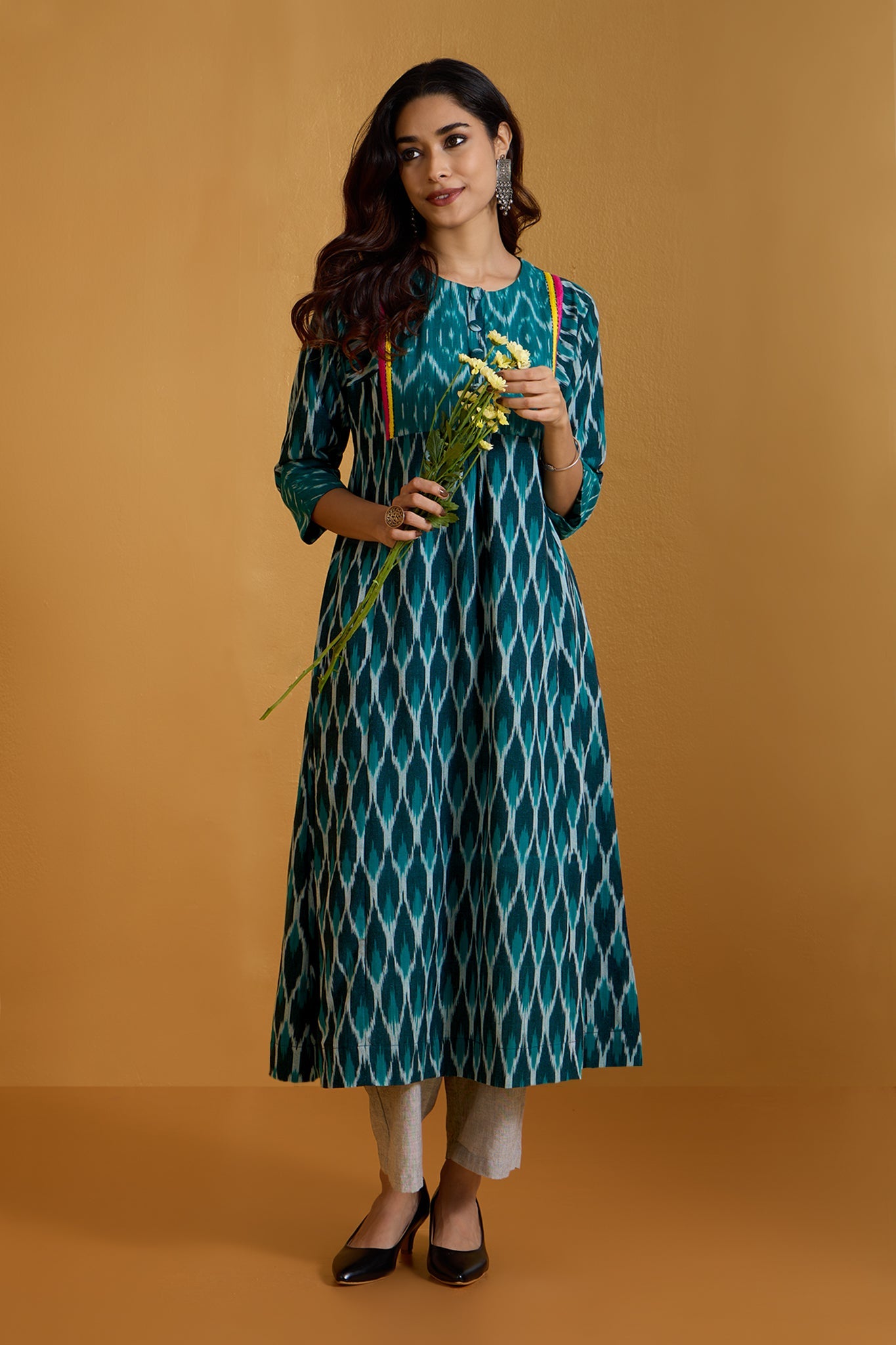 Maati Craft Verdant Roselight A-Line Kalidar Kurta Only