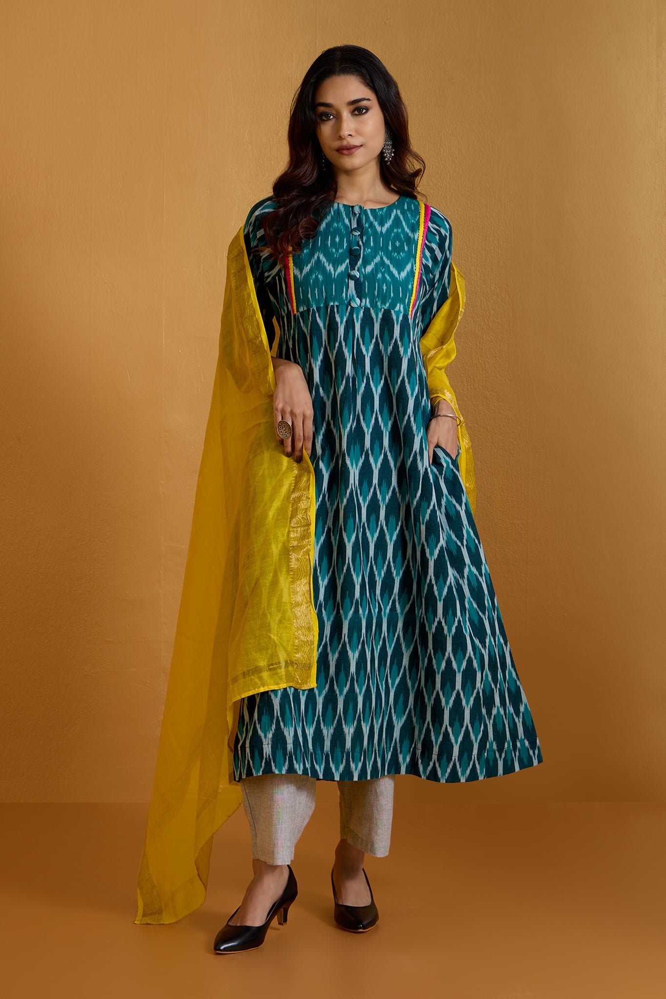 Maati Craft Verdant Roselight A-Line Kalidar Kurta Only