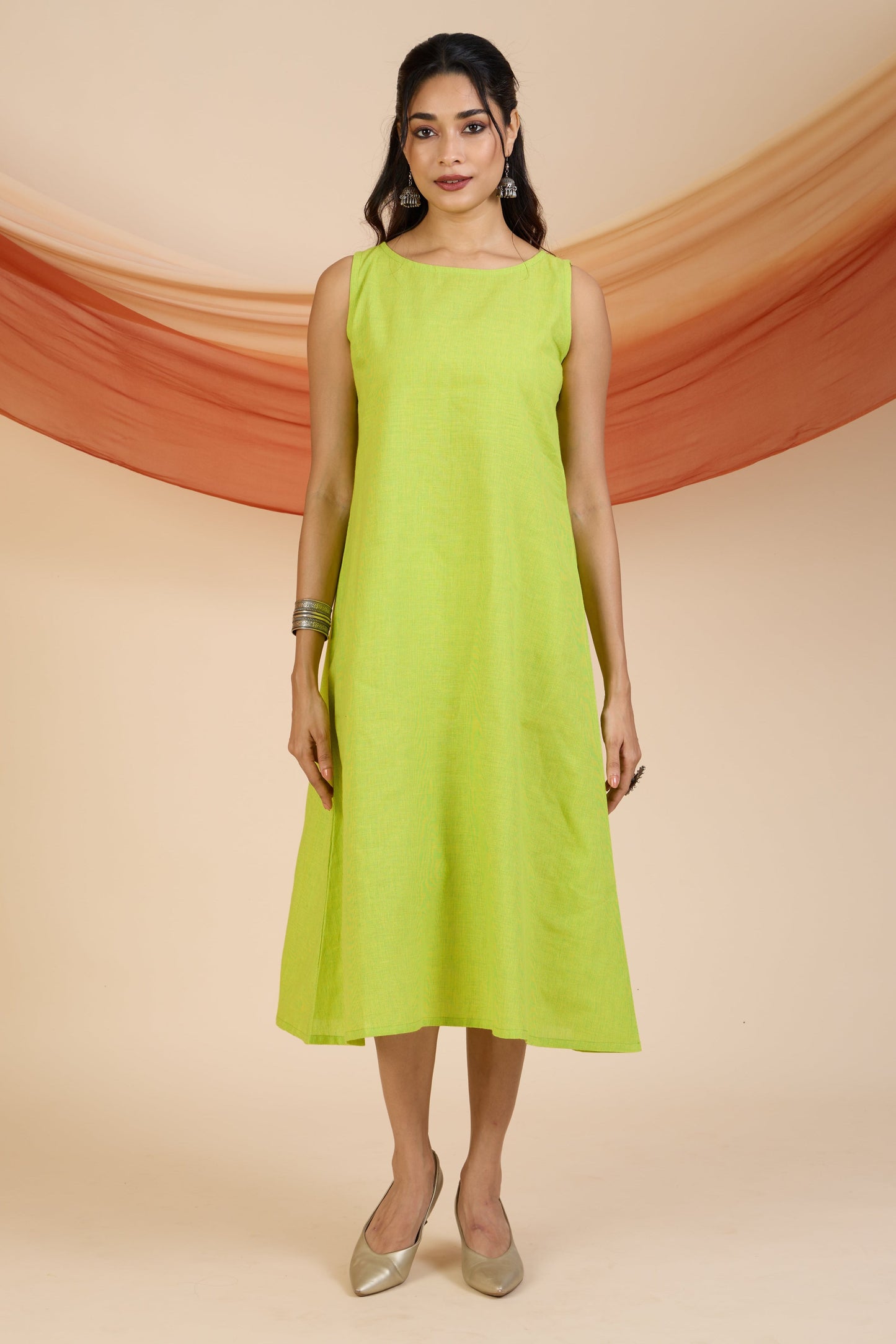 Maati Craft Pop Lime Sleeveless Dress