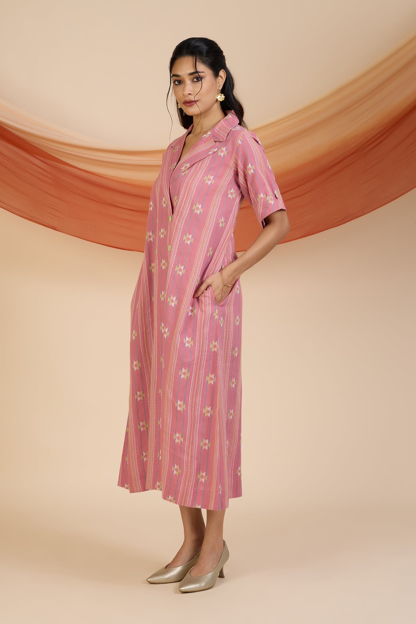 Maati Craft Rosy Blush Midi Blazer Dress