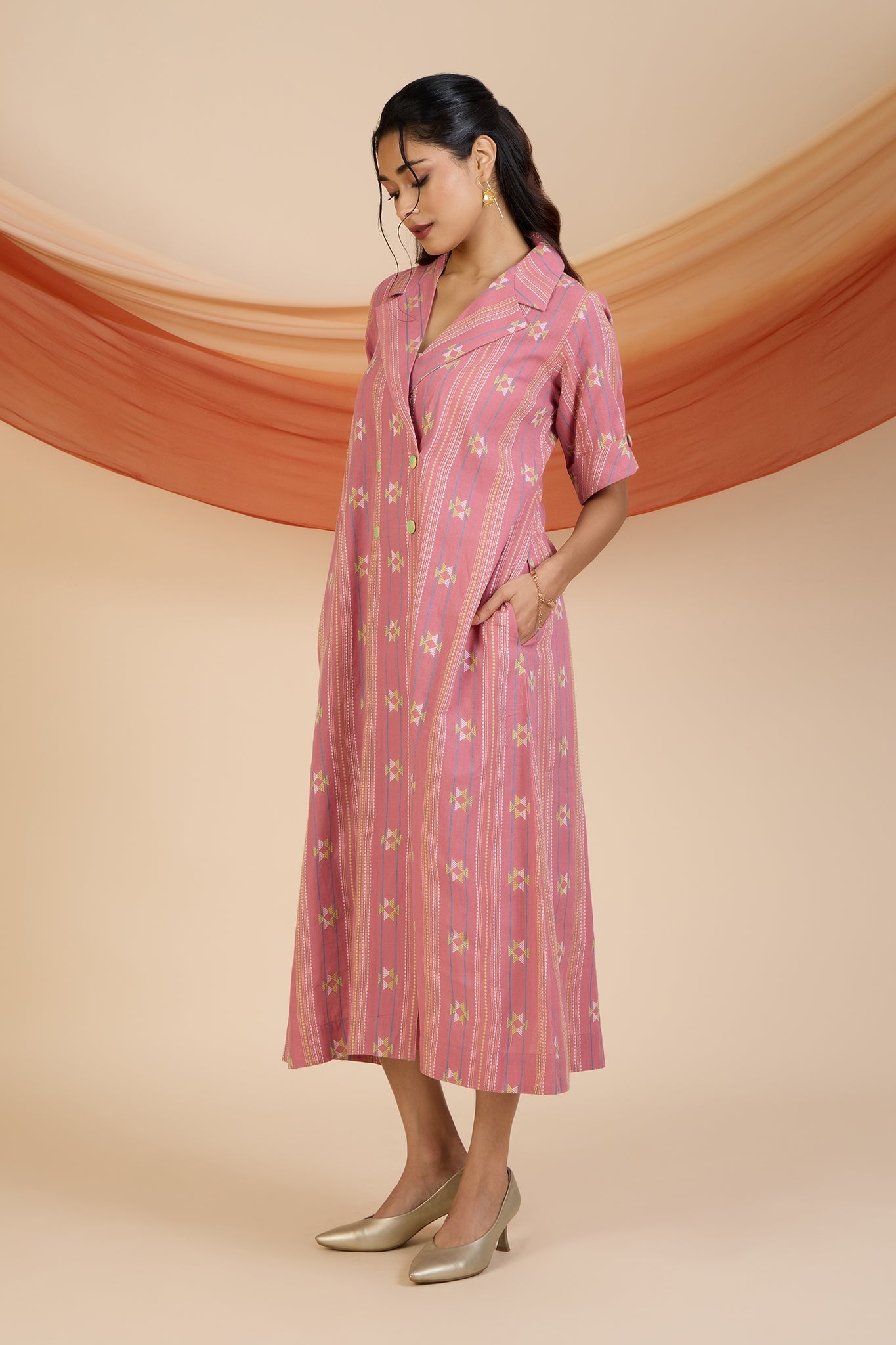 Maati Craft Rosy Blush Midi Blazer Dress