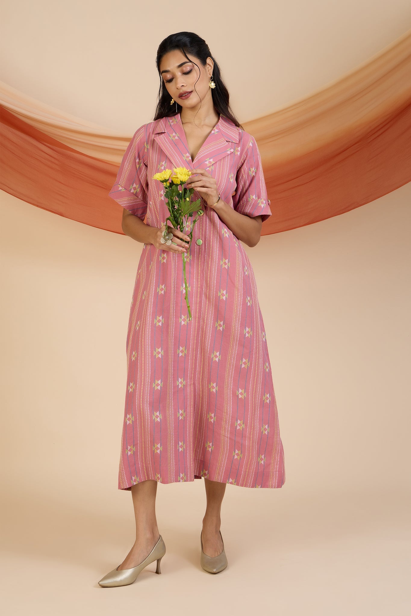 Maati Craft Rosy Blush Midi Blazer Dress
