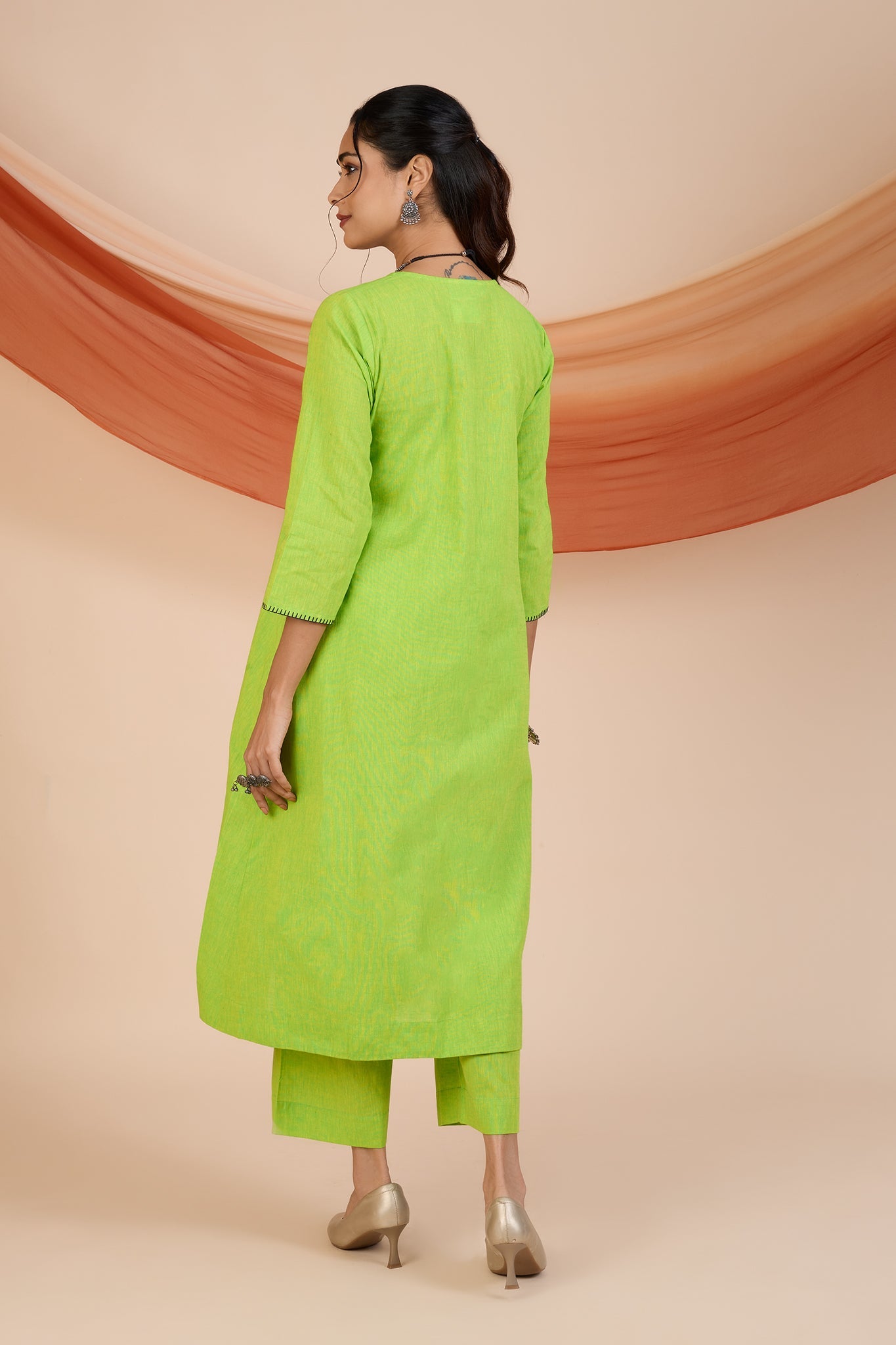 Maati Craft Co-ord Set Zest of Dawn Smocked Yoke Kurta & Pants