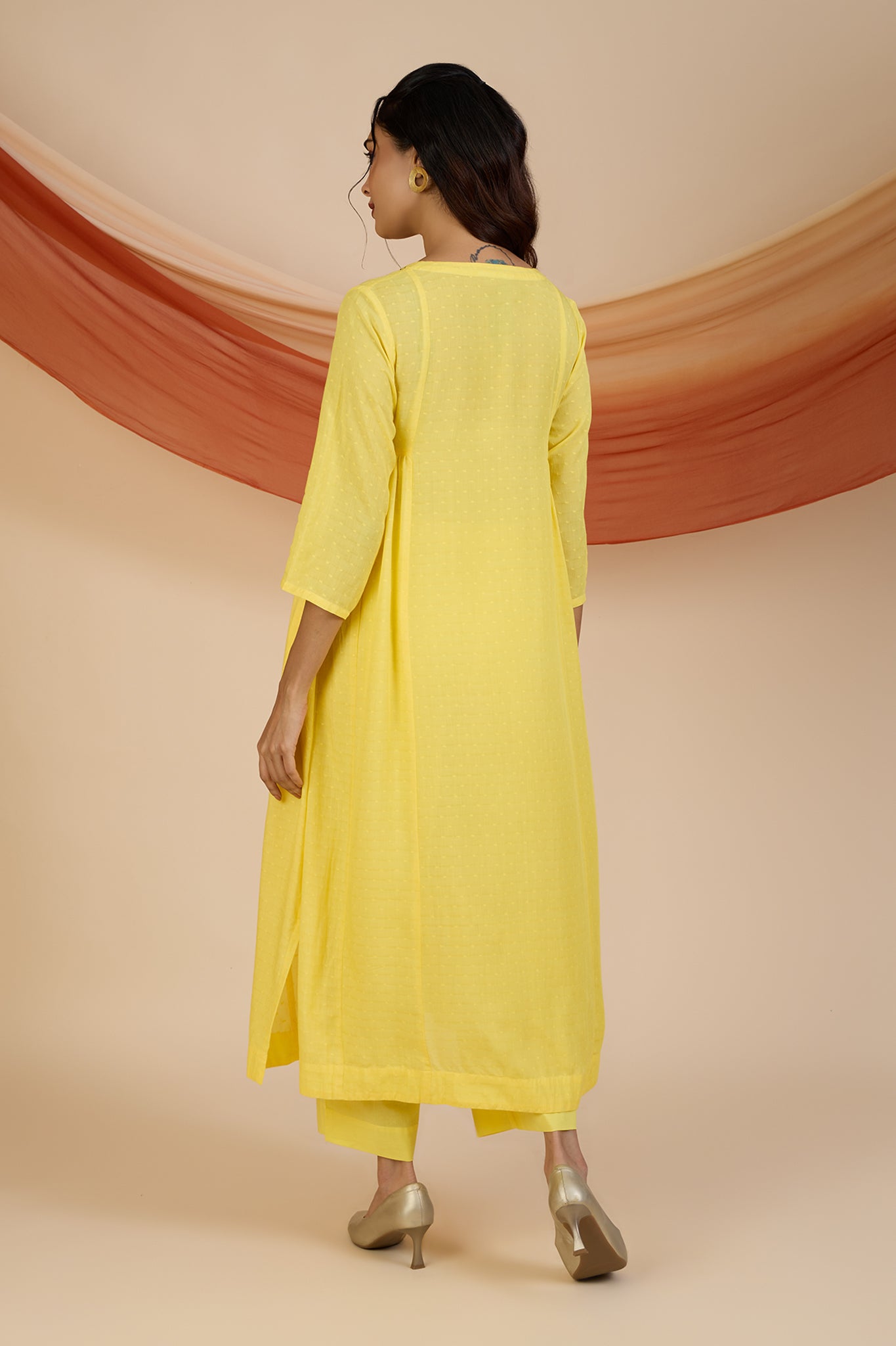 Maati Craft Co-ord Set Sunlit Violet Reflections Side Gather A-Line Kurta & Pants