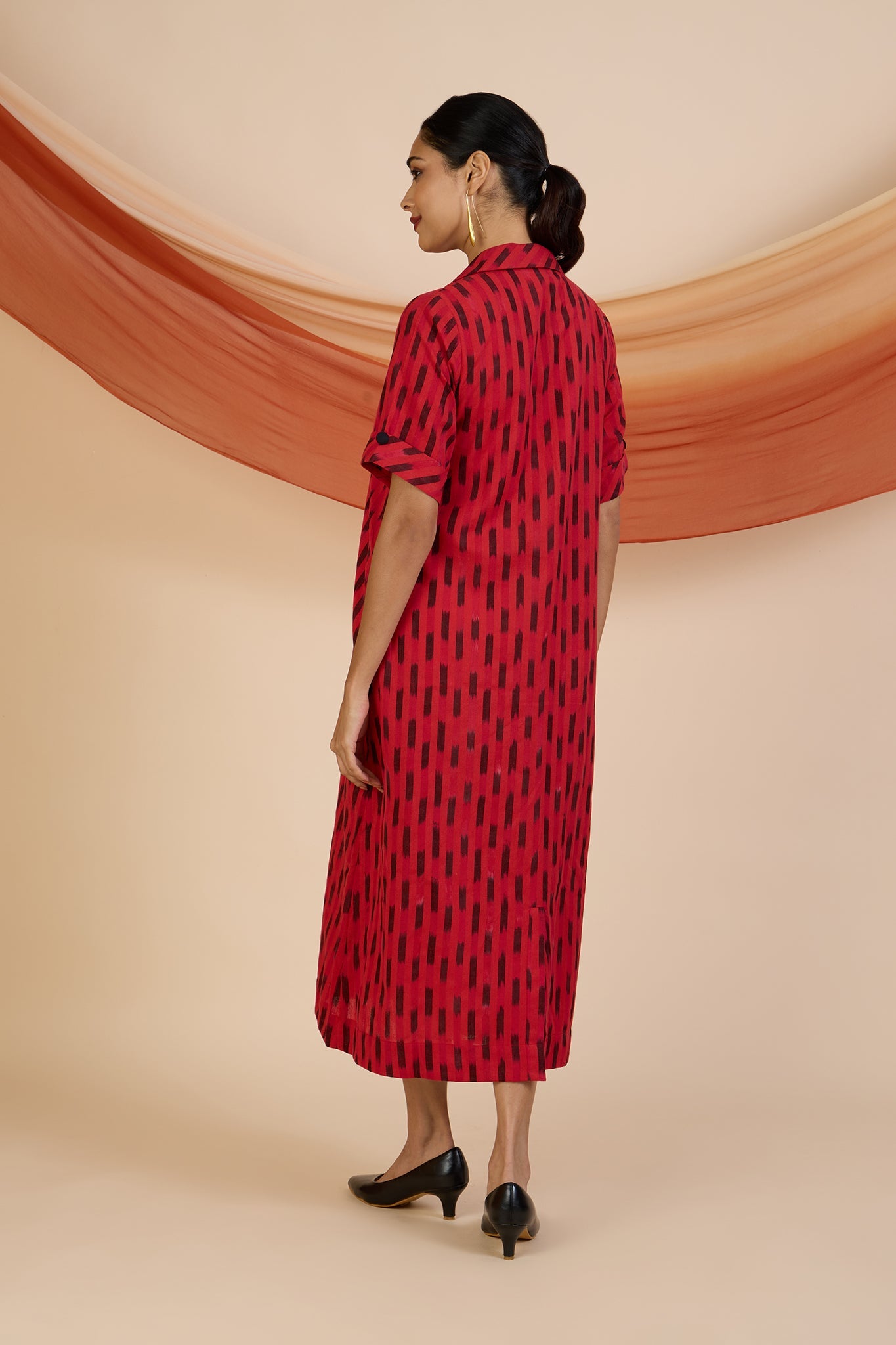 Maati Craft Red Ember Specks Midi Blazer Dress