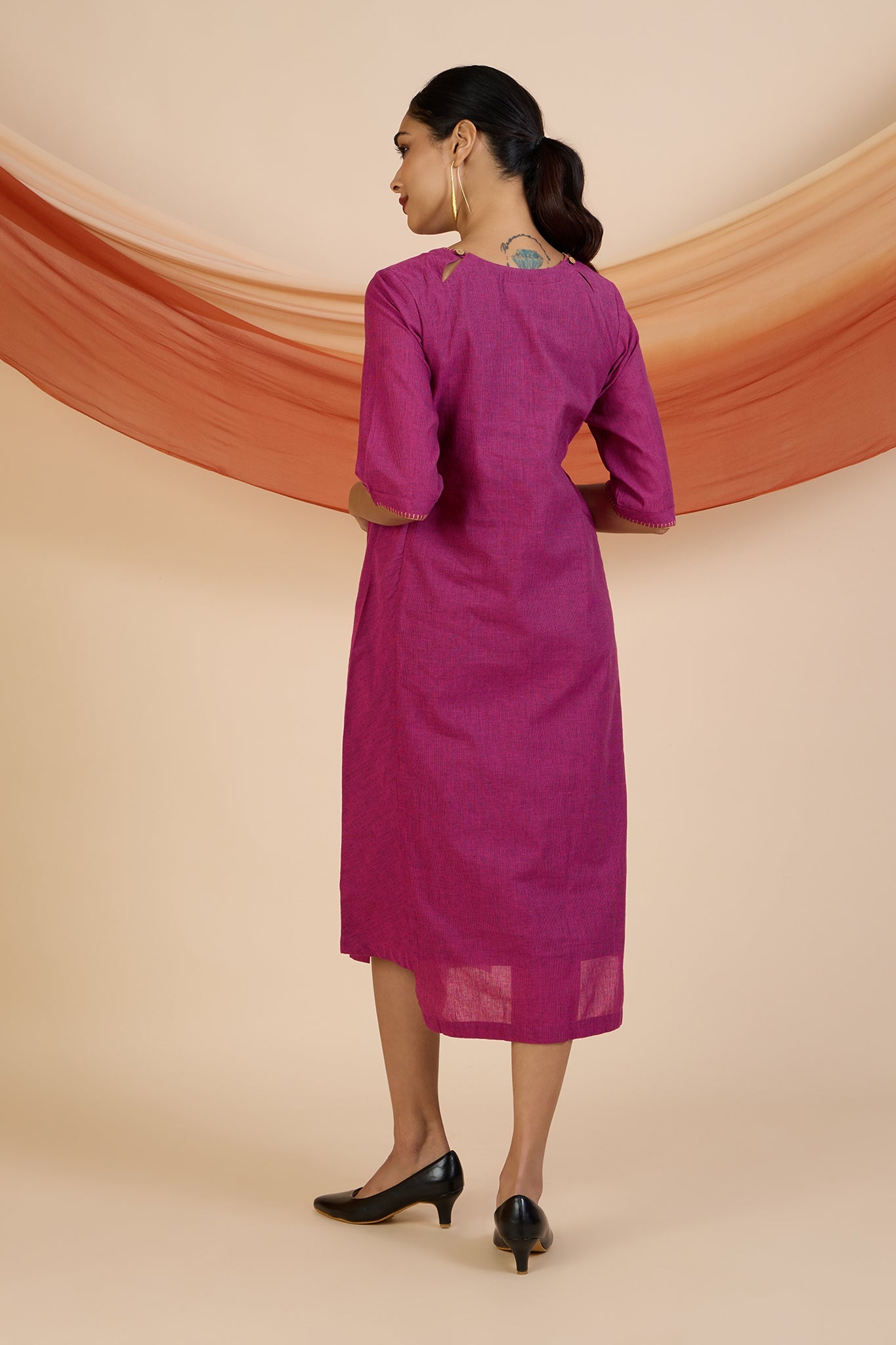 Maati Craft Magenta Melody Side Bias Shift Dress