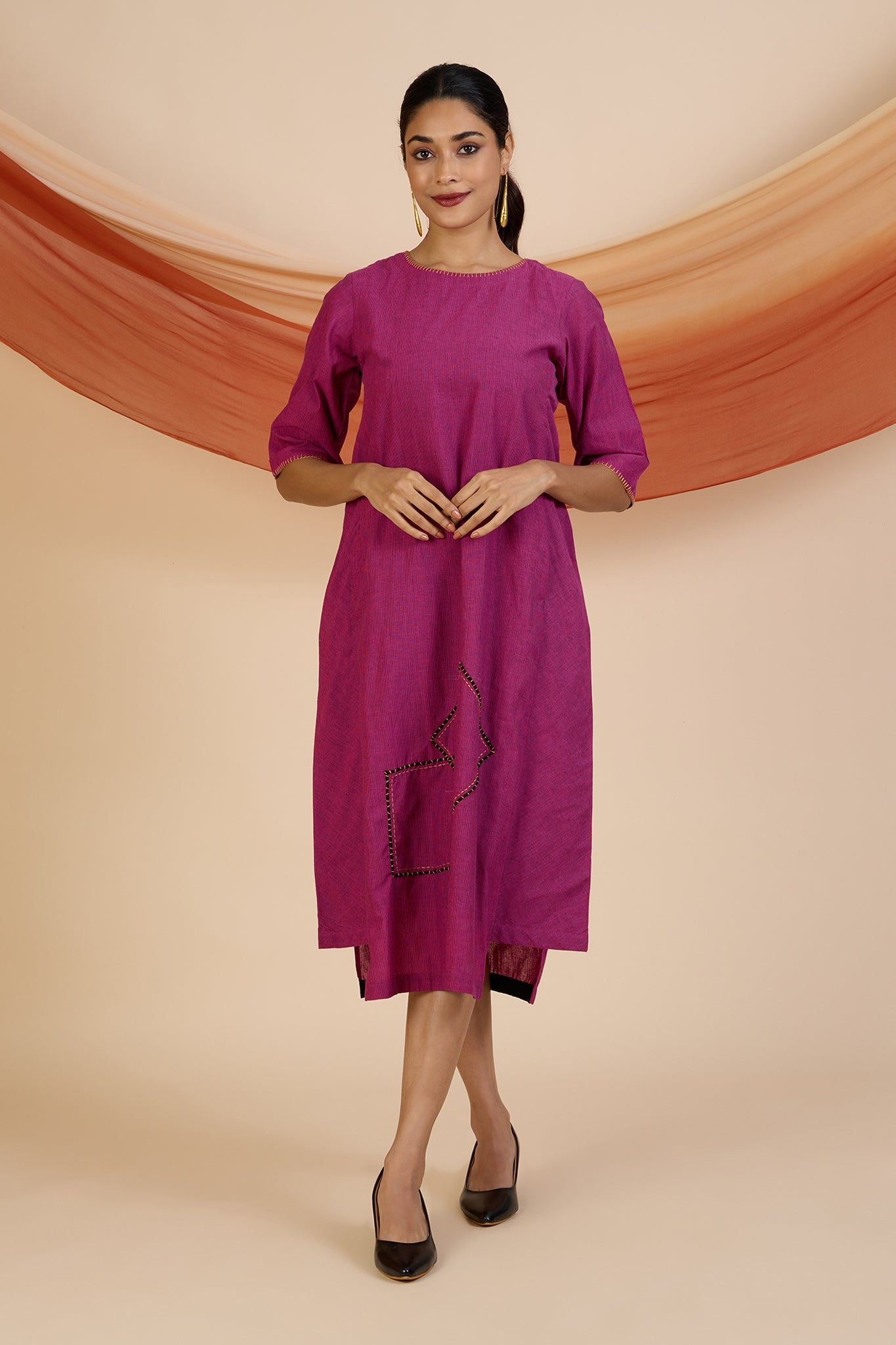 Maati Craft Magenta Melody Side Bias Shift Dress