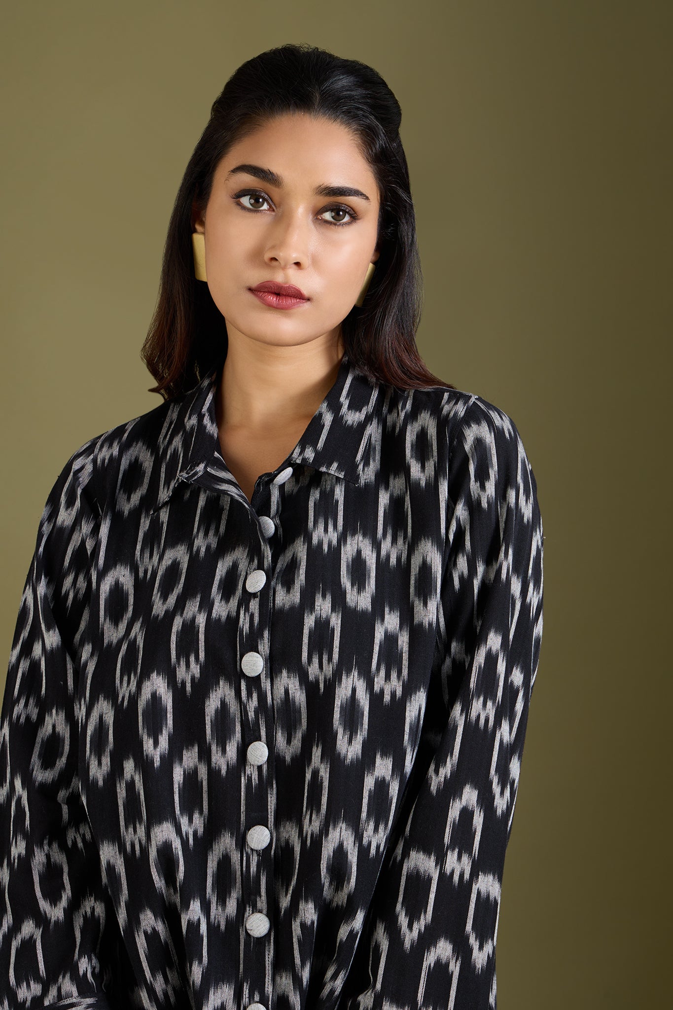 Maati Craft Smoke & Charcoal High Low Hem Cotton Shirt