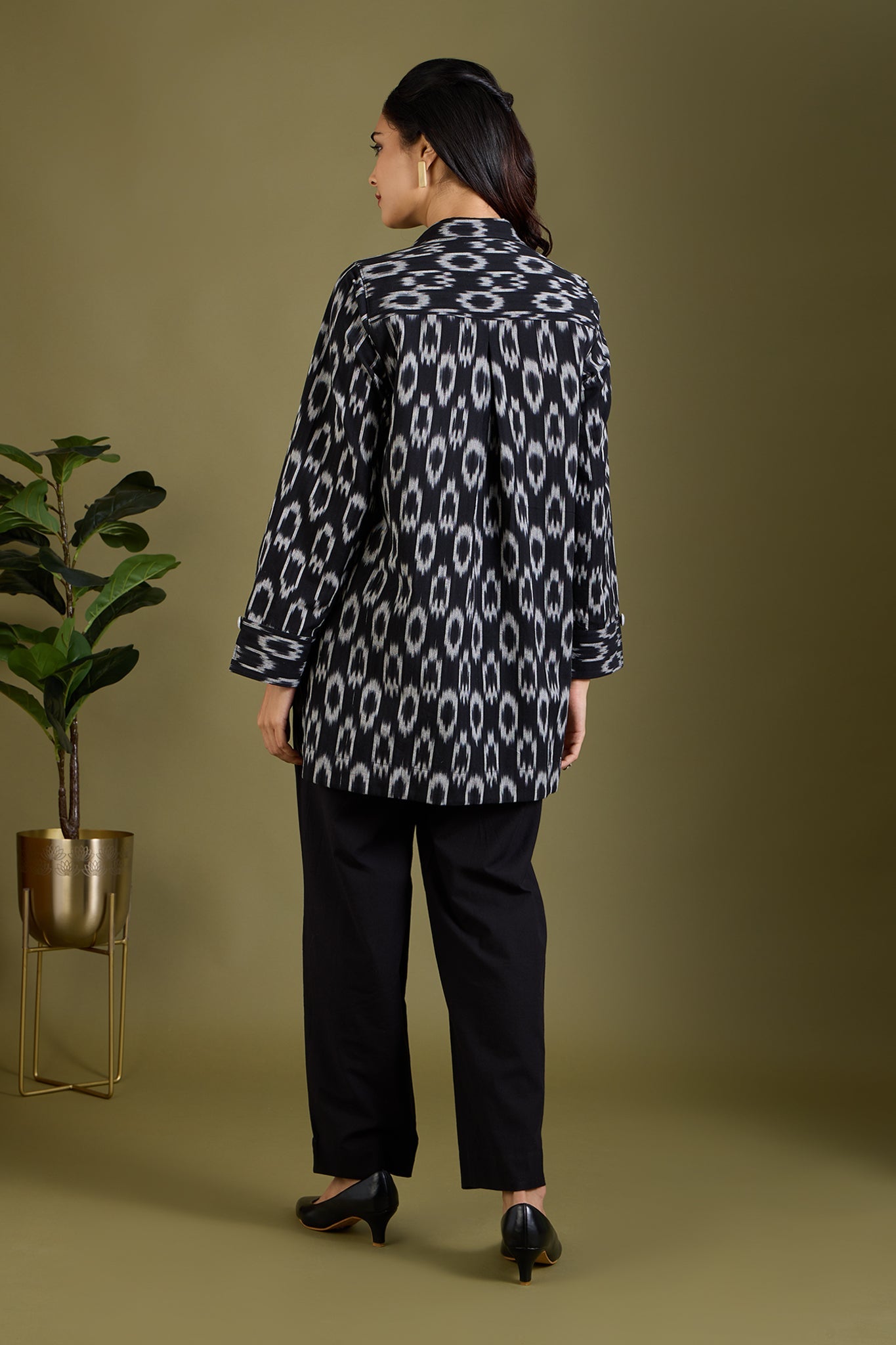 Maati Craft Smoke & Charcoal High Low Hem Cotton Shirt