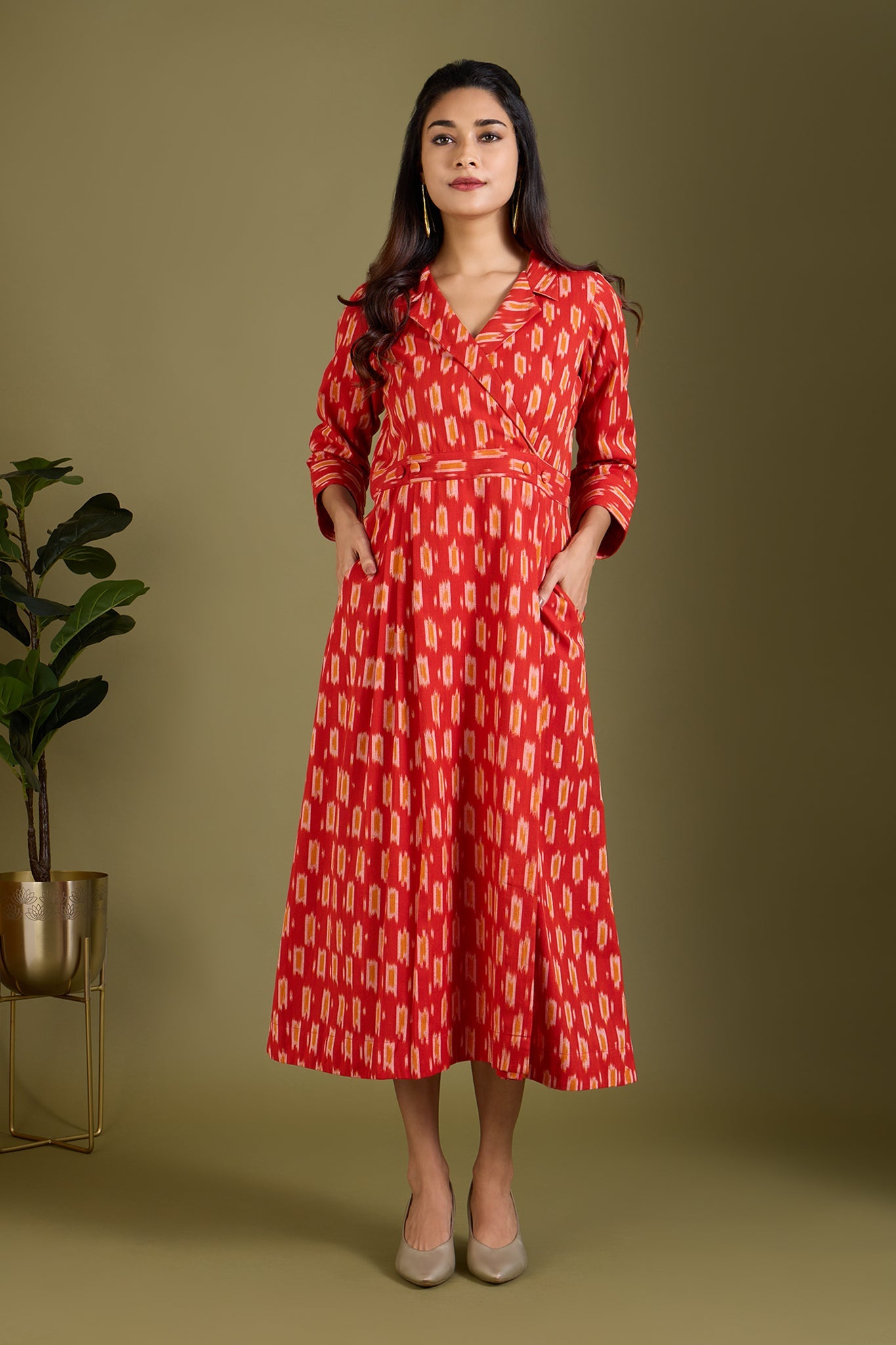 Maati Craft Fiery Sunlit Trails Long Trench Dress