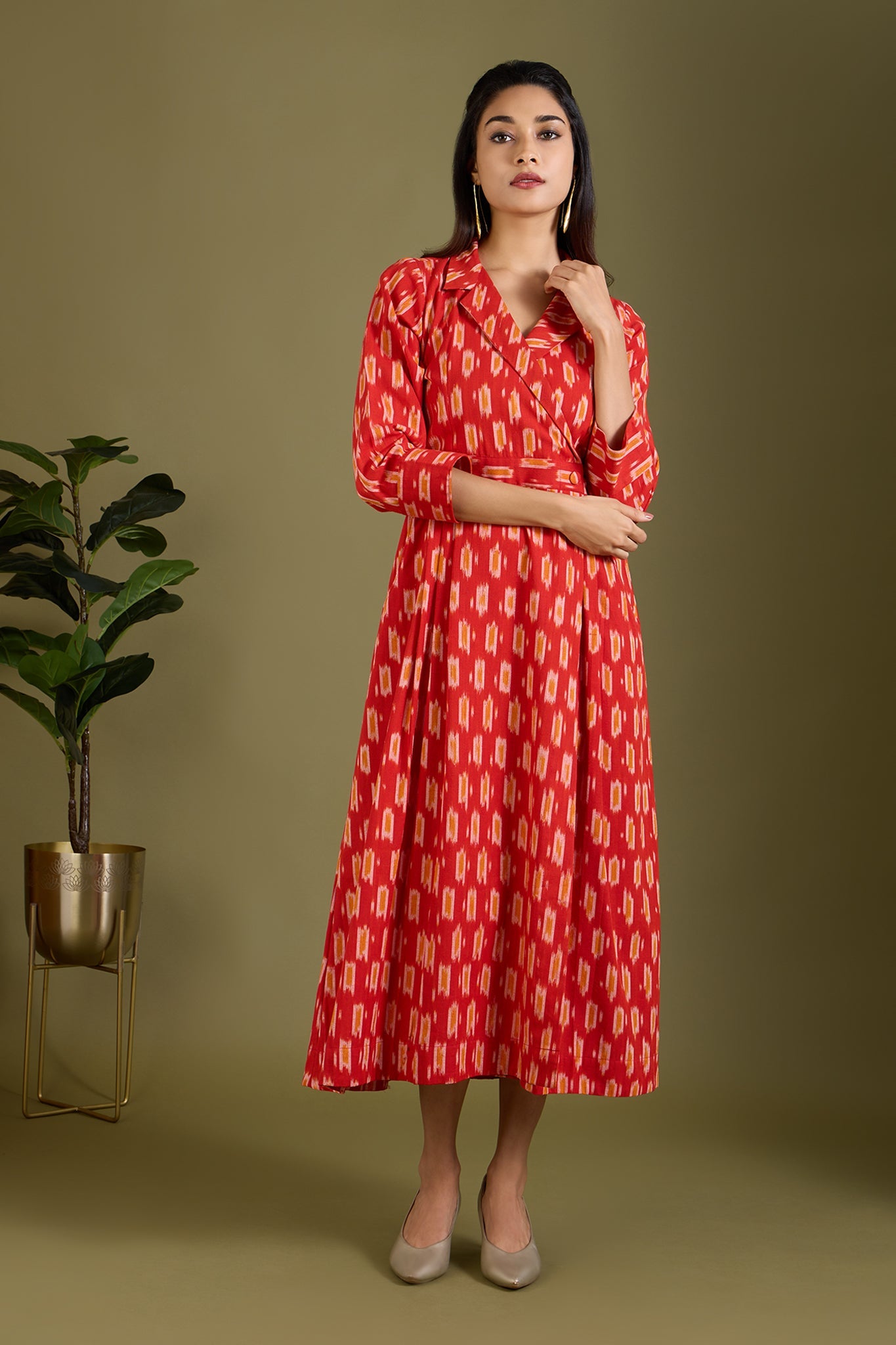 Maati Craft Fiery Sunlit Trails Long Trench Dress