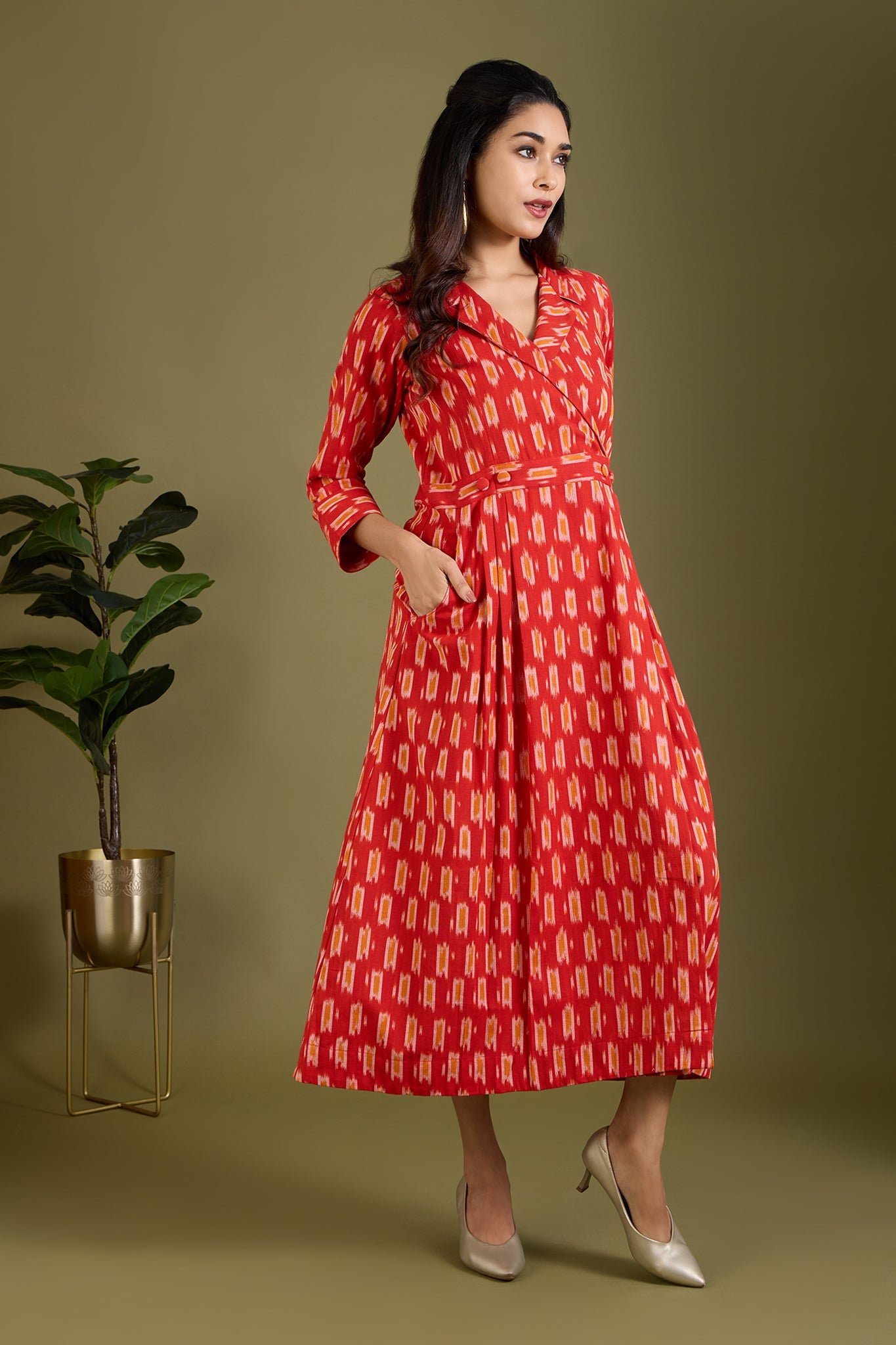 Maati Craft Fiery Sunlit Trails Long Trench Dress