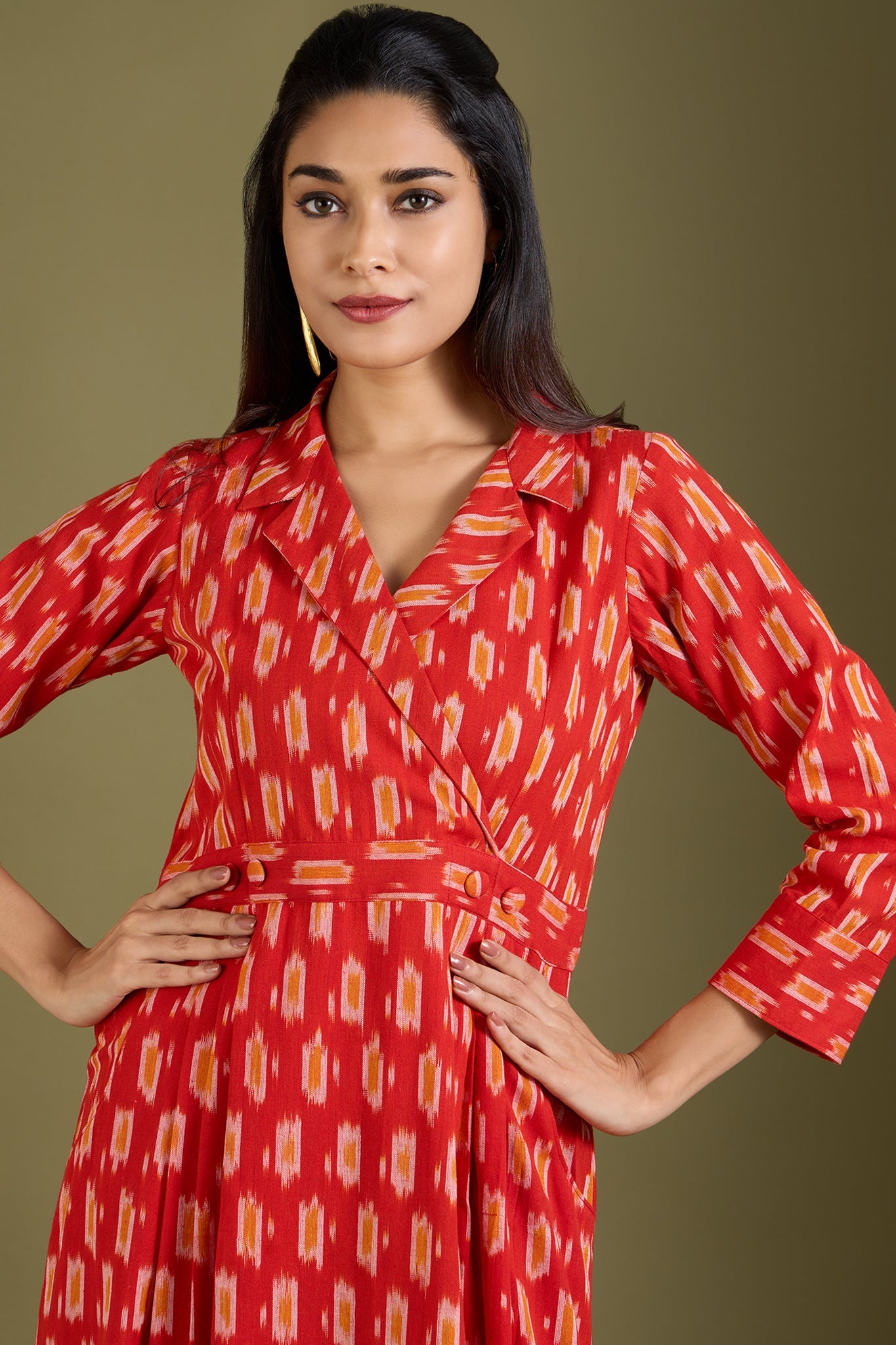 Maati Craft Fiery Sunlit Trails Long Trench Dress