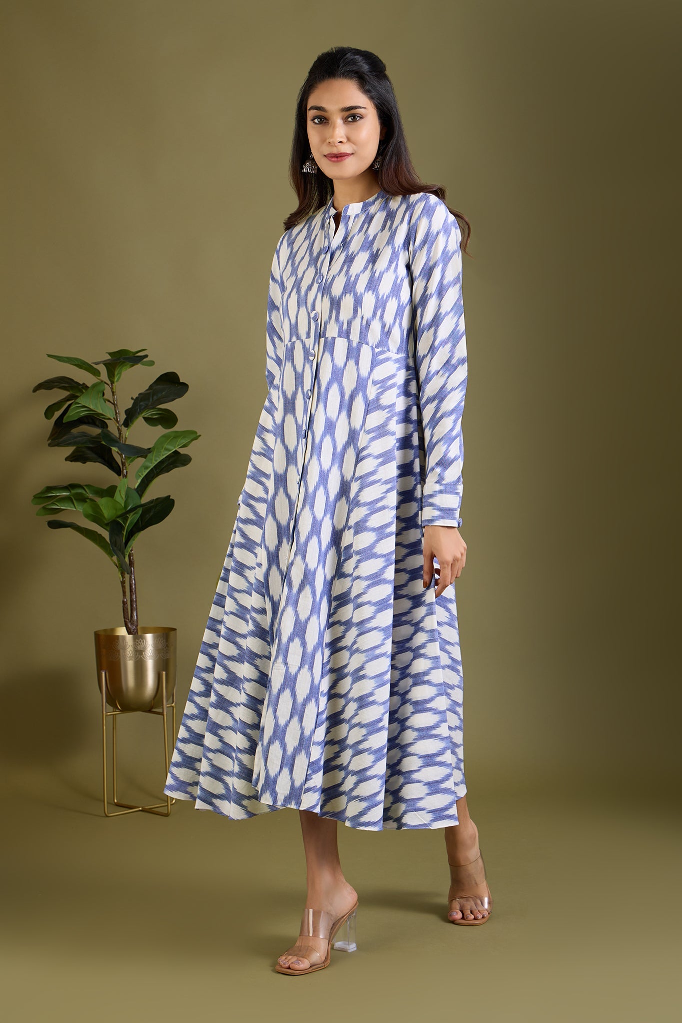 Maati Craft Icy Whisper Flecks Flared Panel Midi Dress