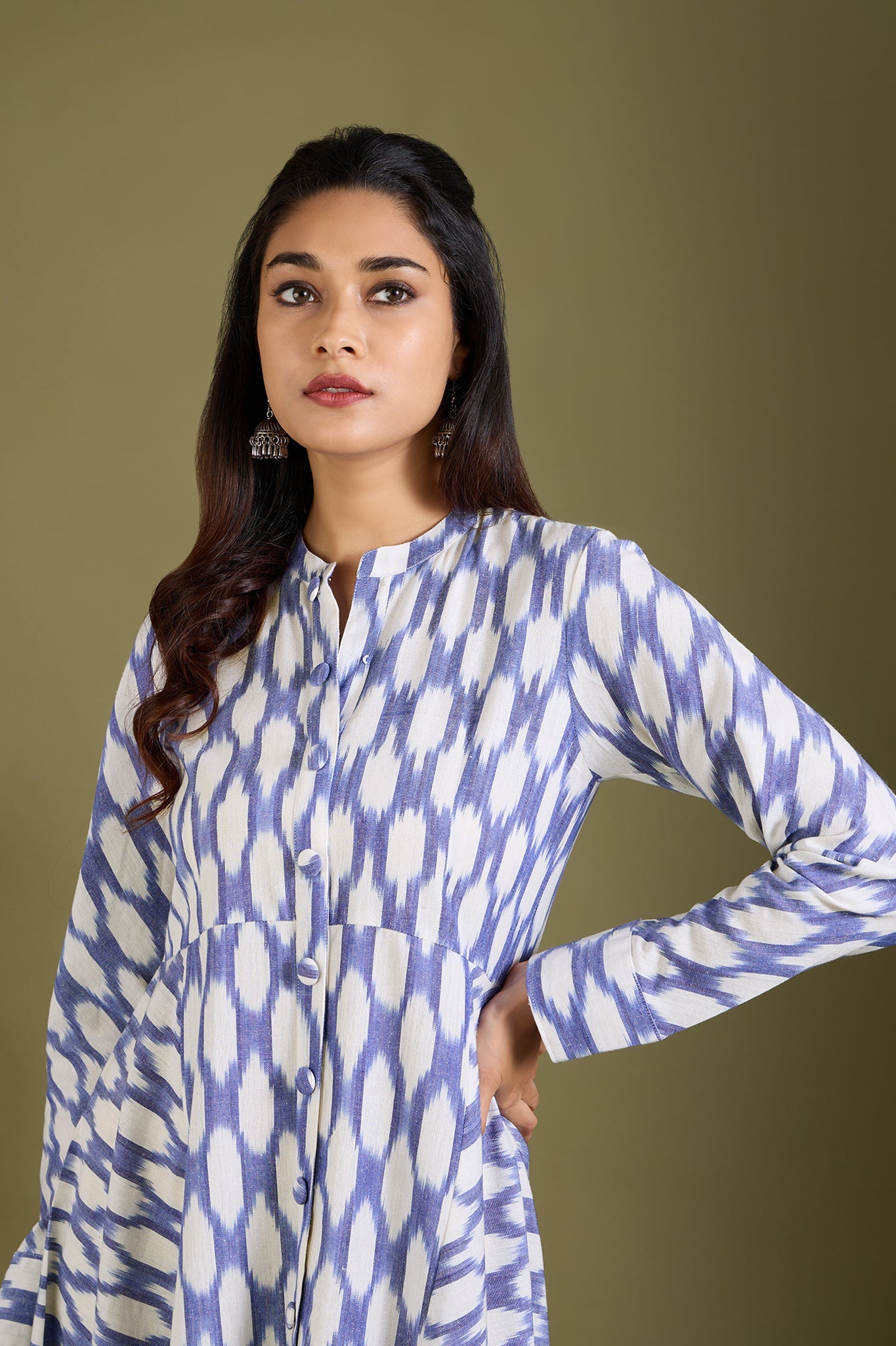 Maati Craft Icy Whisper Flecks Flared Panel Midi Dress