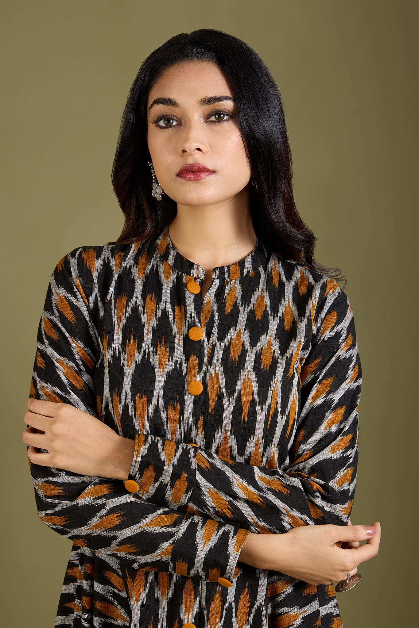 Maati Craft Gilded Nightfall Specks Flared Panel Midi Dress
