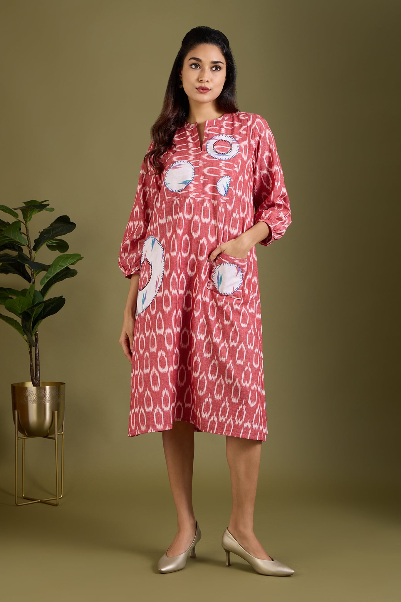 Maati Craft Rosewater Veil Dress with Patch Pocket