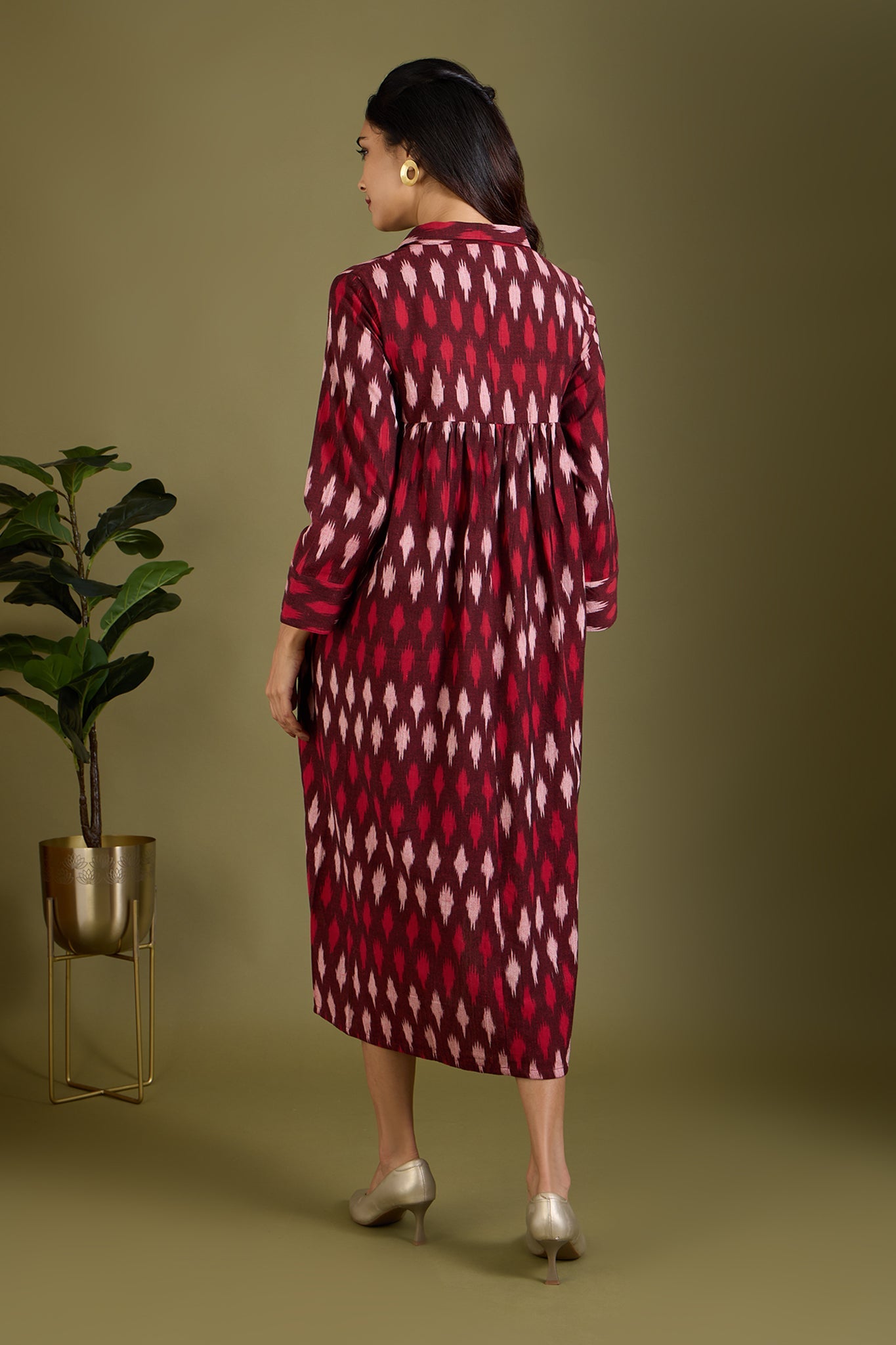 Maati Craft Garnet Mist Long Shirt Dress With Slit