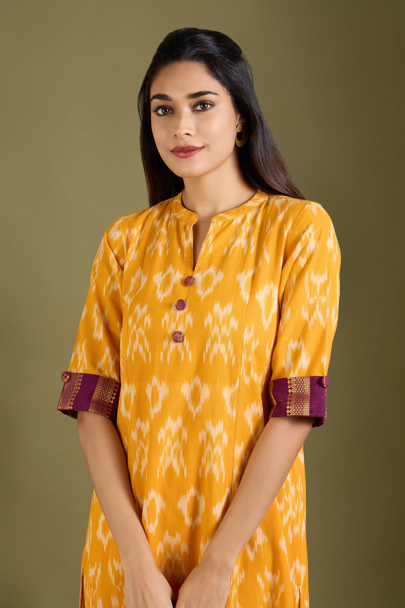 Maati Craft Co-ord Set Gilded Marigold Radiance Long Panel Kurta (Set of 2)