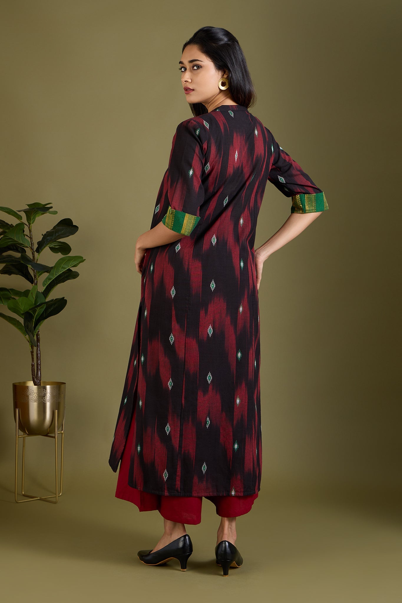 Maati Craft Crimson Shadows Long Panel Kurta Only
