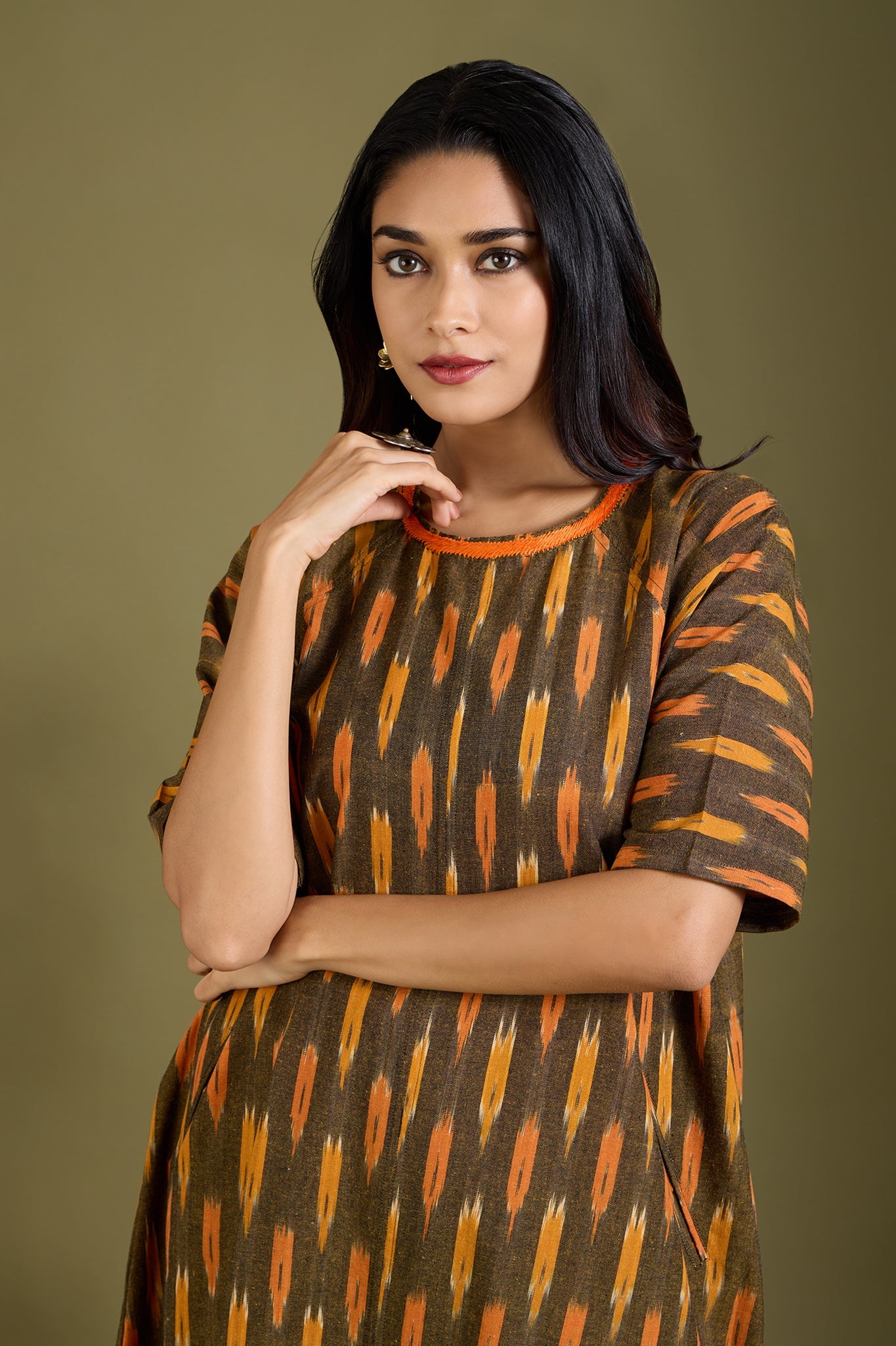 Maati Craft Co-ord set Cinder Glow drop shoulder tunic & pants (Set of 2)