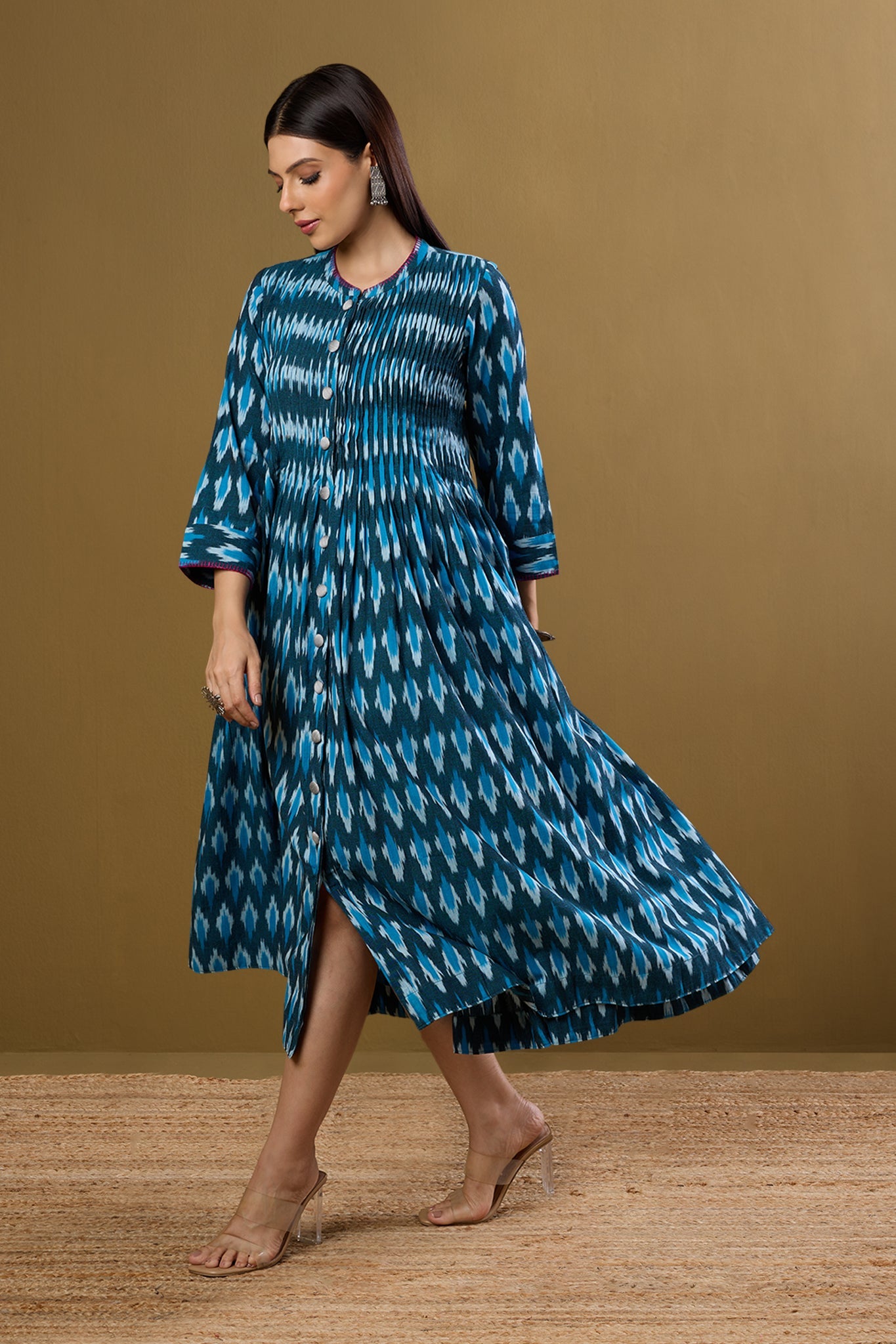 Maati Craft Skyline Streaks Infinity Pintuck Dress