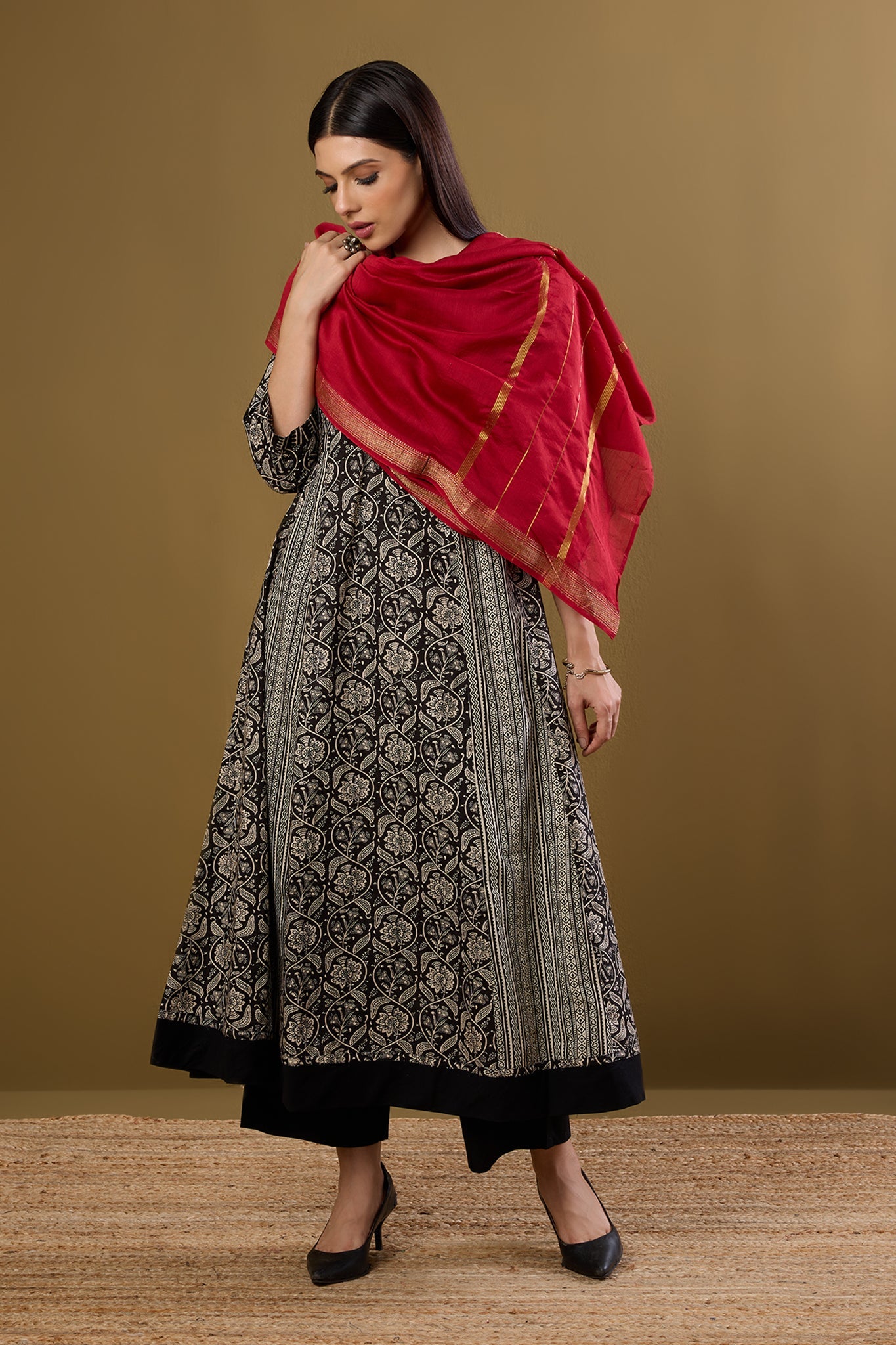 Maati Craft Long Sufi Anarkali Moonlight on Ink