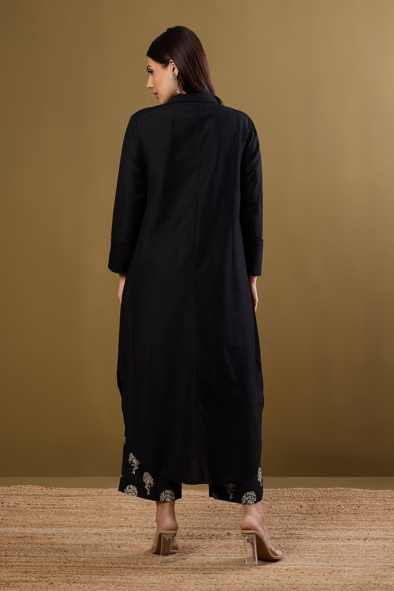Maati Craft Obsidian Veil Silk Slub Long Shirt Dress