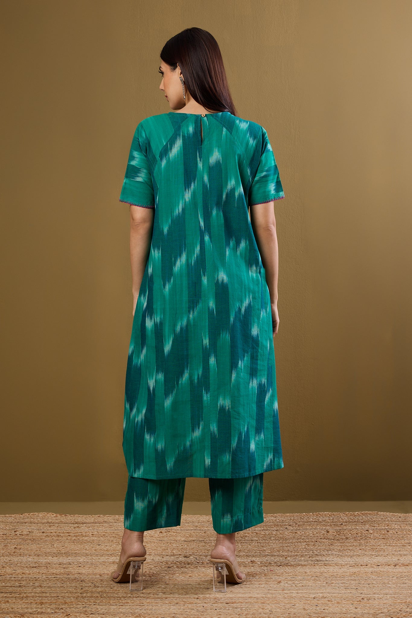 Maati Craft Co-ord set Tranquil Teal drop shoulder tunic & pants (set of 2)