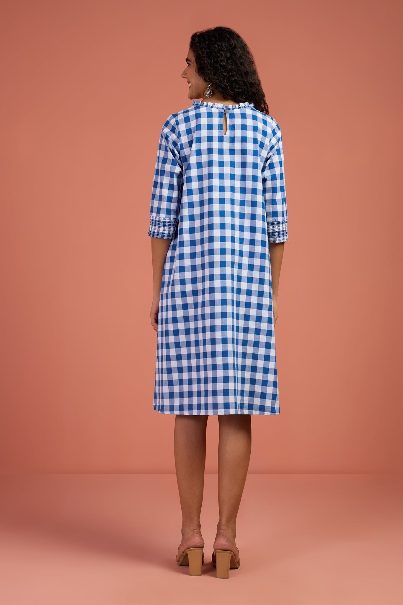 blue cotton shift dress