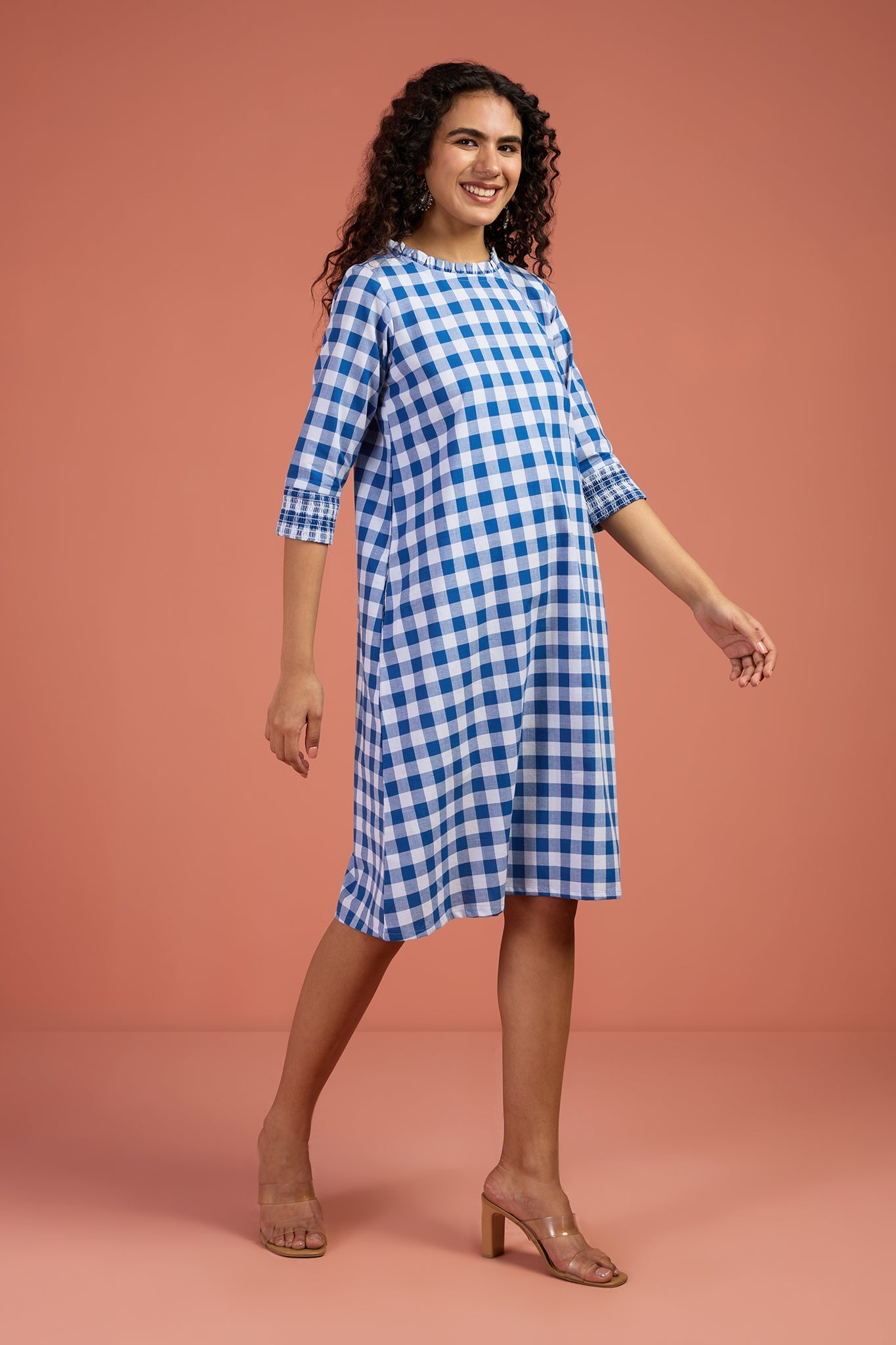 blue shift dress