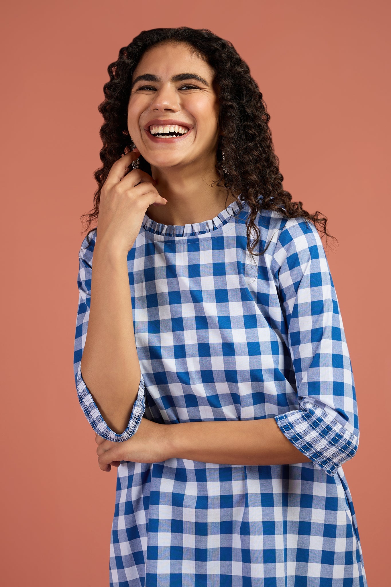 sky smocked ladies shift dresses