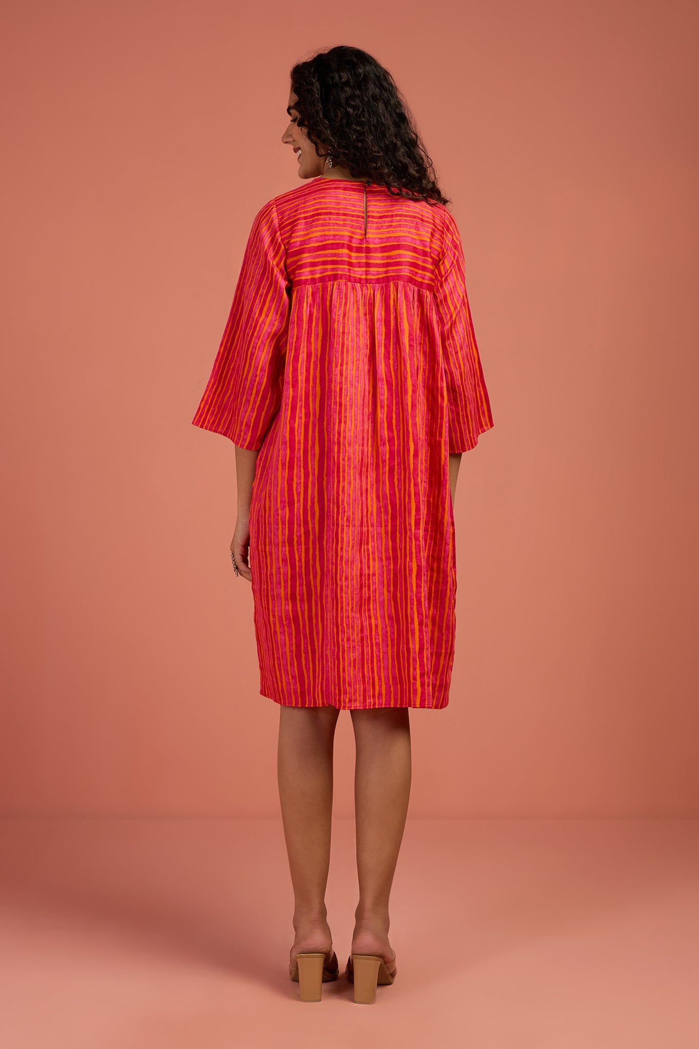 Maati Craft Sunberry Sorbet Stripes Gather Dress