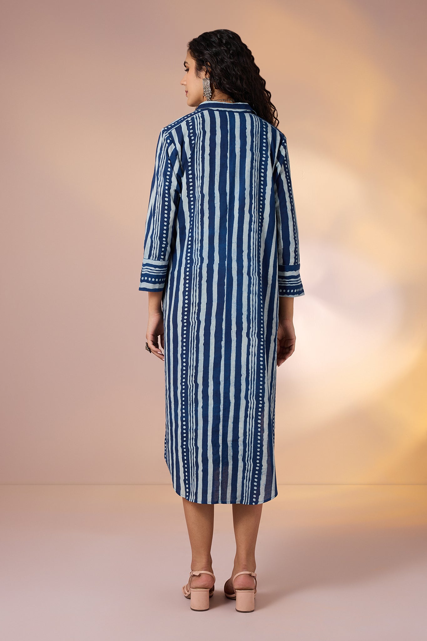 Maati Craft Geometry in Blue Long Shirt Dress