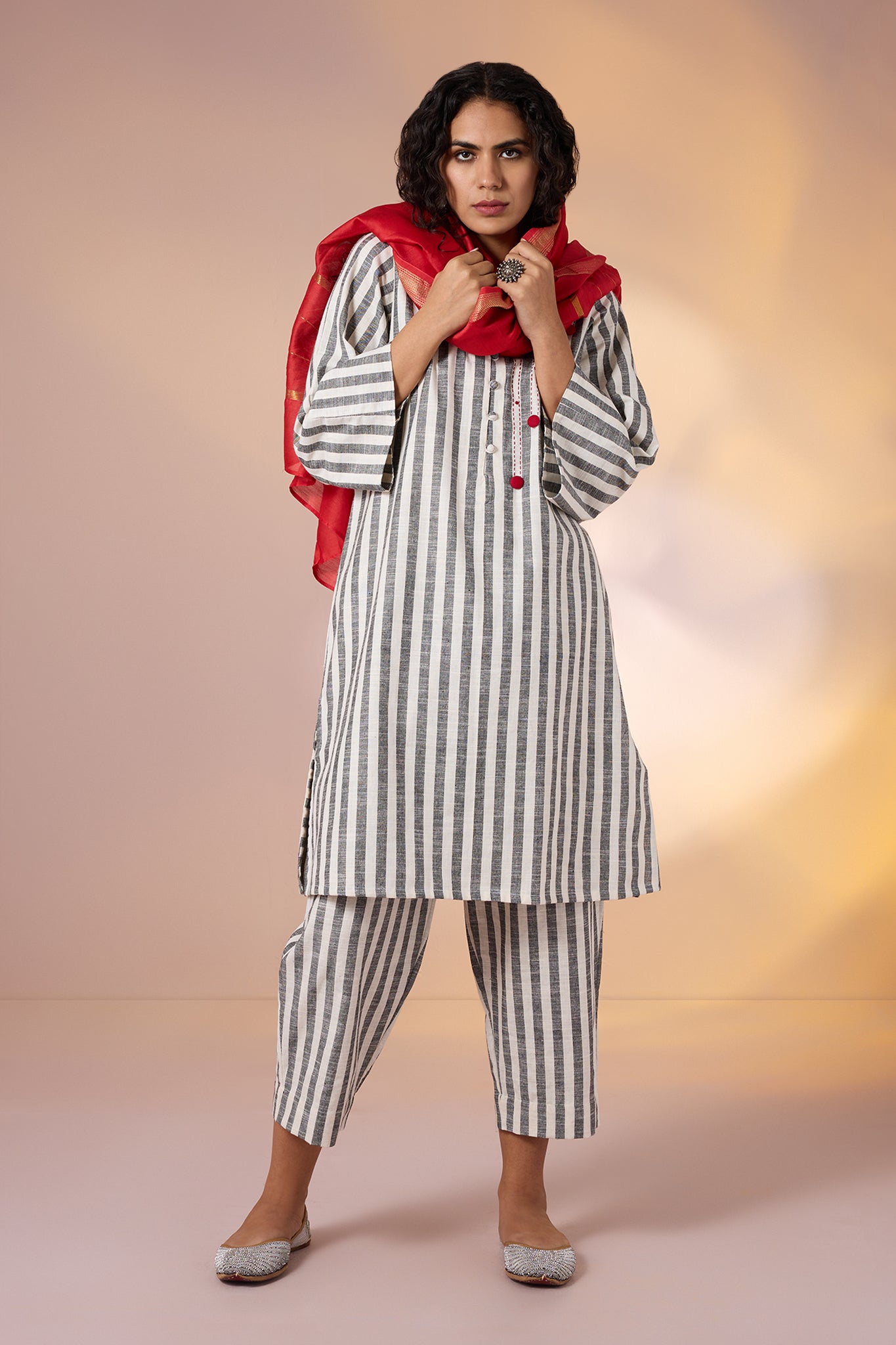 Maati Craft Co-ord Cloud Stripe Kurta & Pants