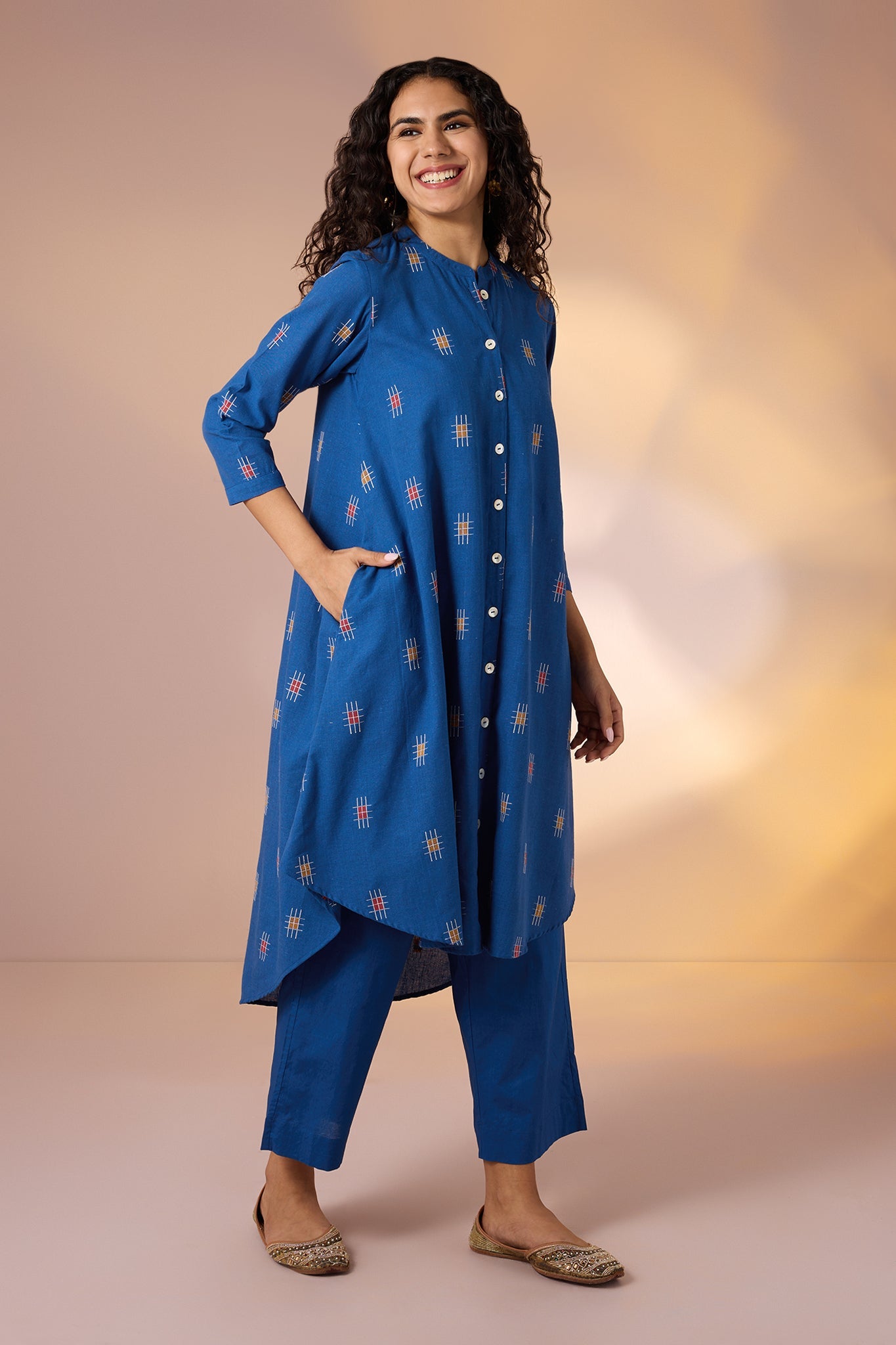 button down kurta set